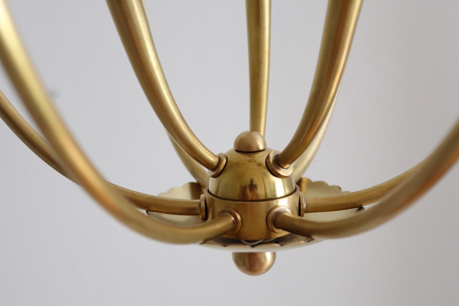 Italian Midcentury Brass Pendant Lamp in Minimal Design, 1950s 1