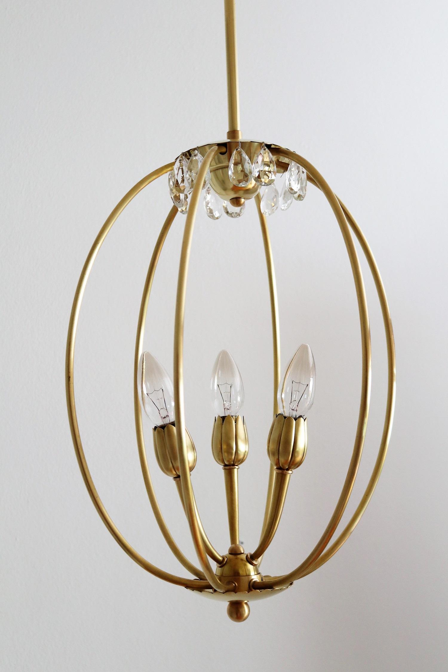 Italian Midcentury Brass Pendant Lamp in Minimal Design, 1950s 2