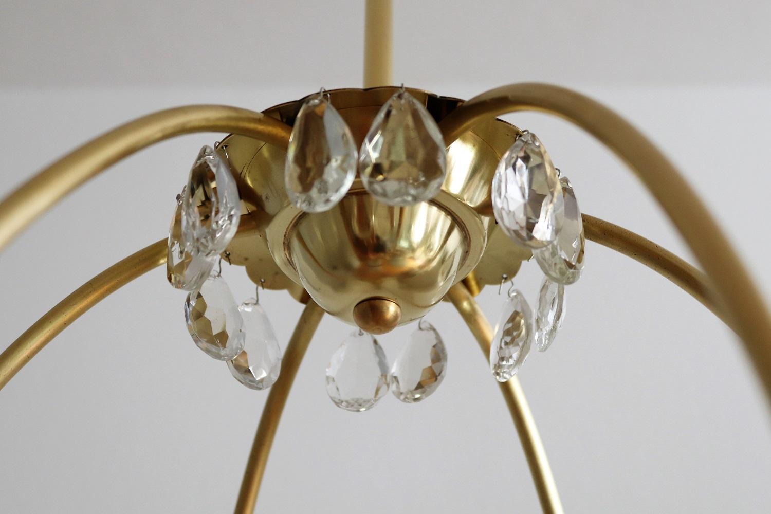 Italian Midcentury Brass Pendant Lamp in Minimal Design, 1950s 3