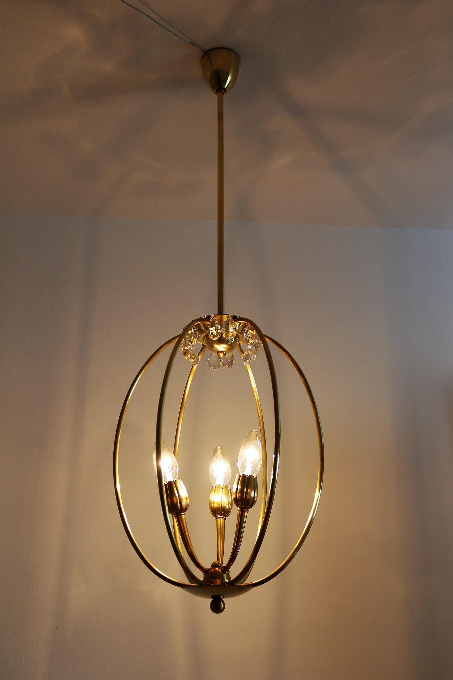 Italian Midcentury Brass Pendant Lamp in Minimal Design, 1950s 4