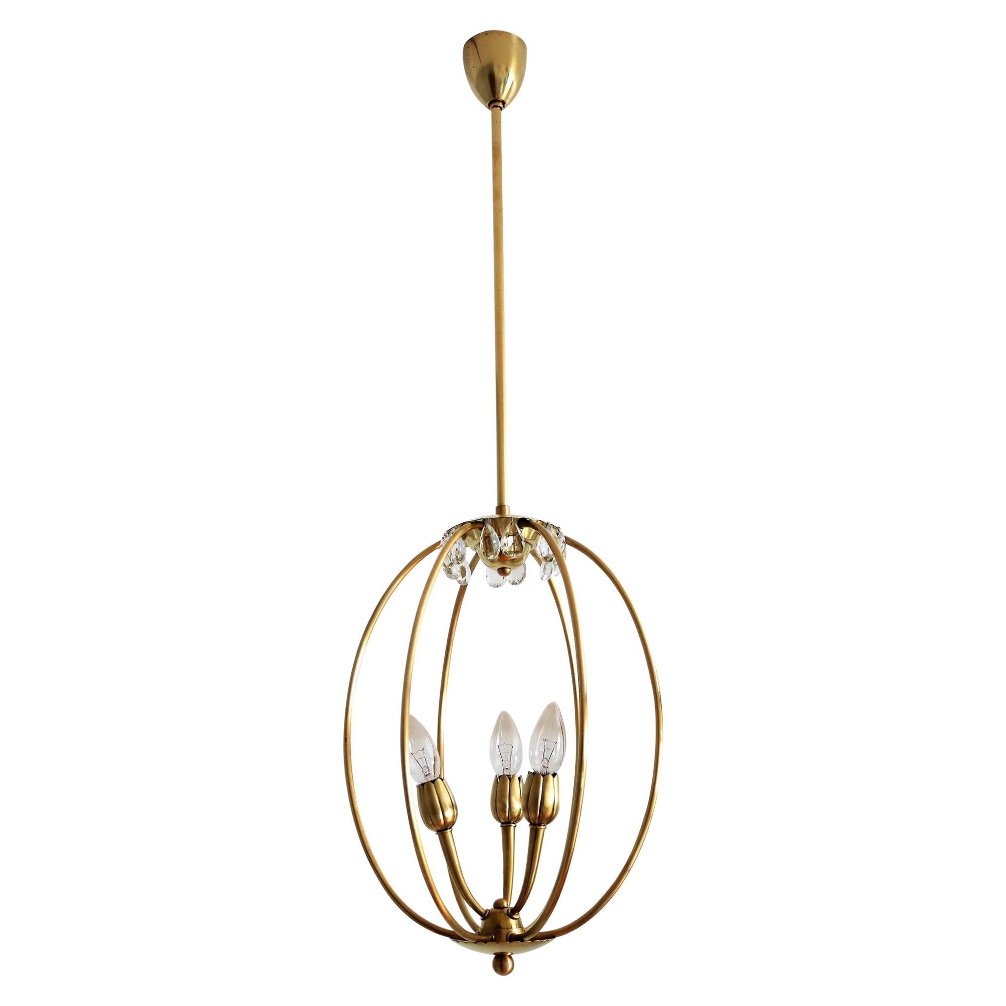 Italian Midcentury Brass Pendant Lamp in Minimal Design, 1950s
