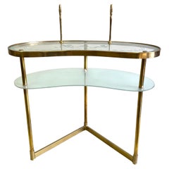 Italian Midcentury Brass & Satin Glass Vanity, Writing Table/ Desk, Fontana Arte