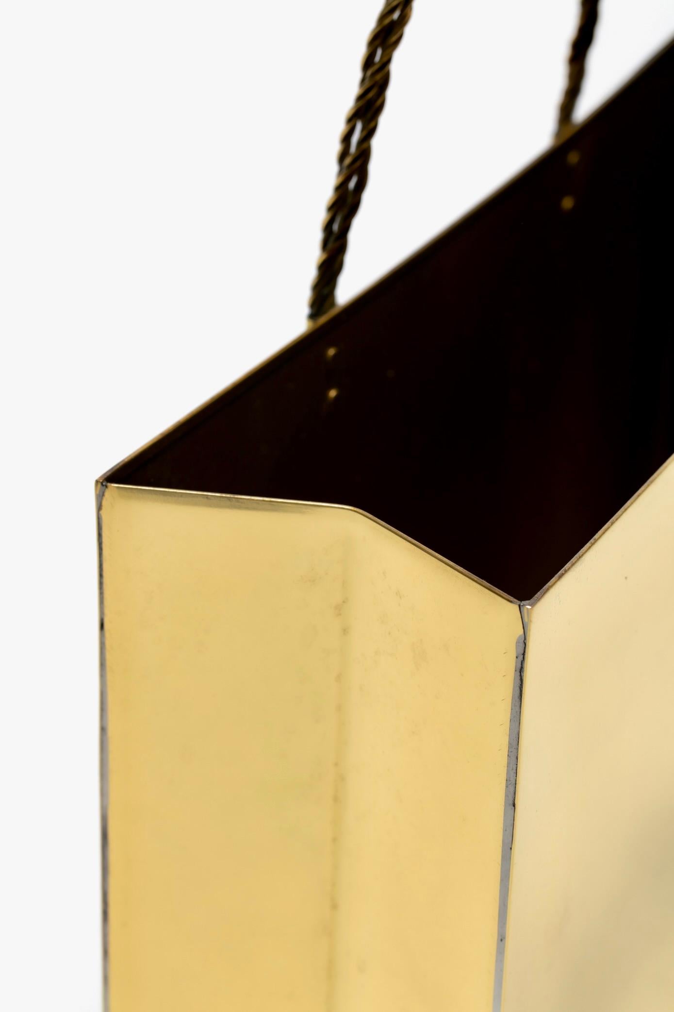 Italienische Messing-Einkaufstasche aus der Jahrhundertmitte in der Art von Gio Ponti um 1970 im Angebot 5