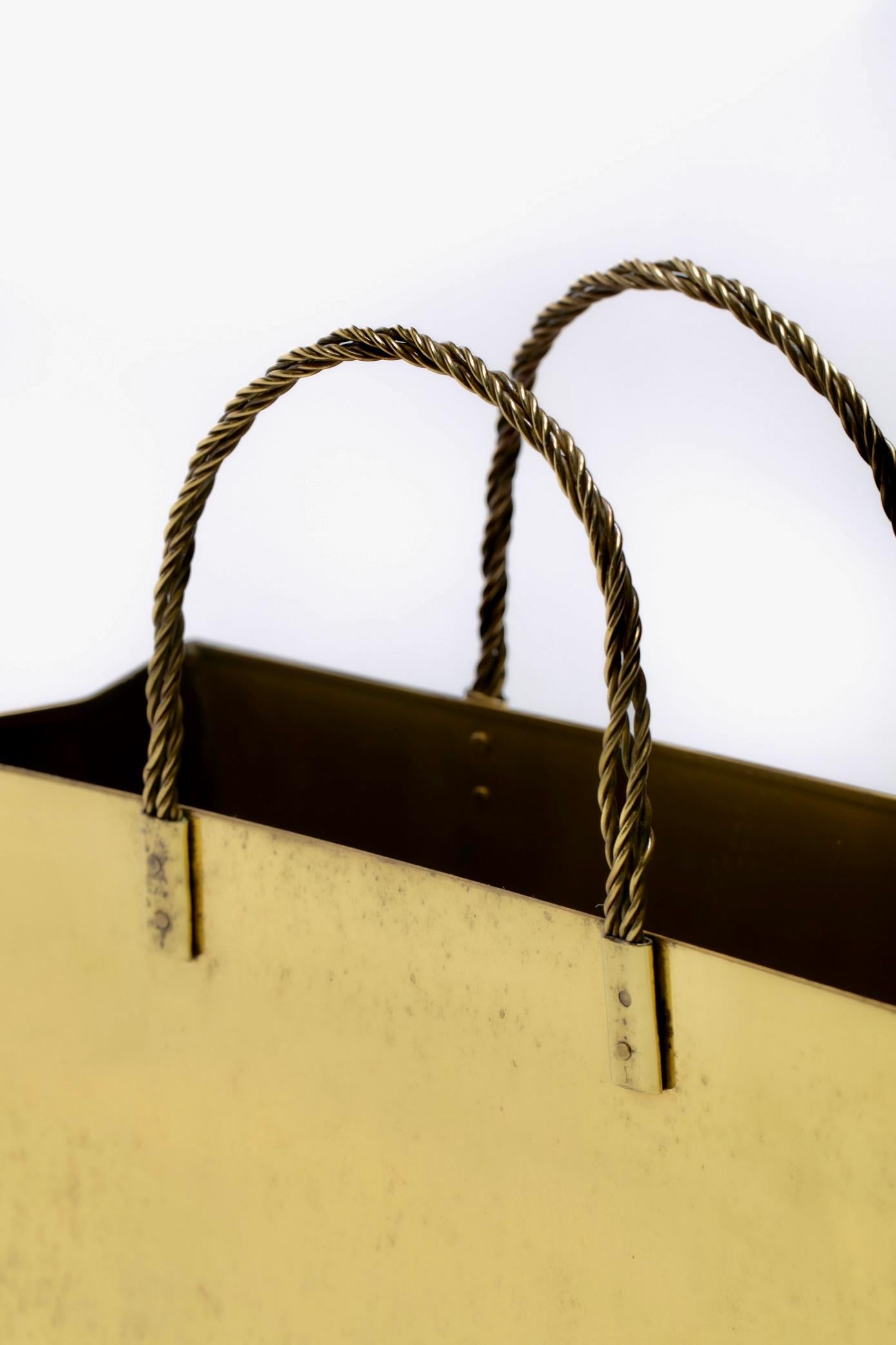 Italienische Messing-Einkaufstasche aus der Jahrhundertmitte in der Art von Gio Ponti um 1970 im Angebot 6
