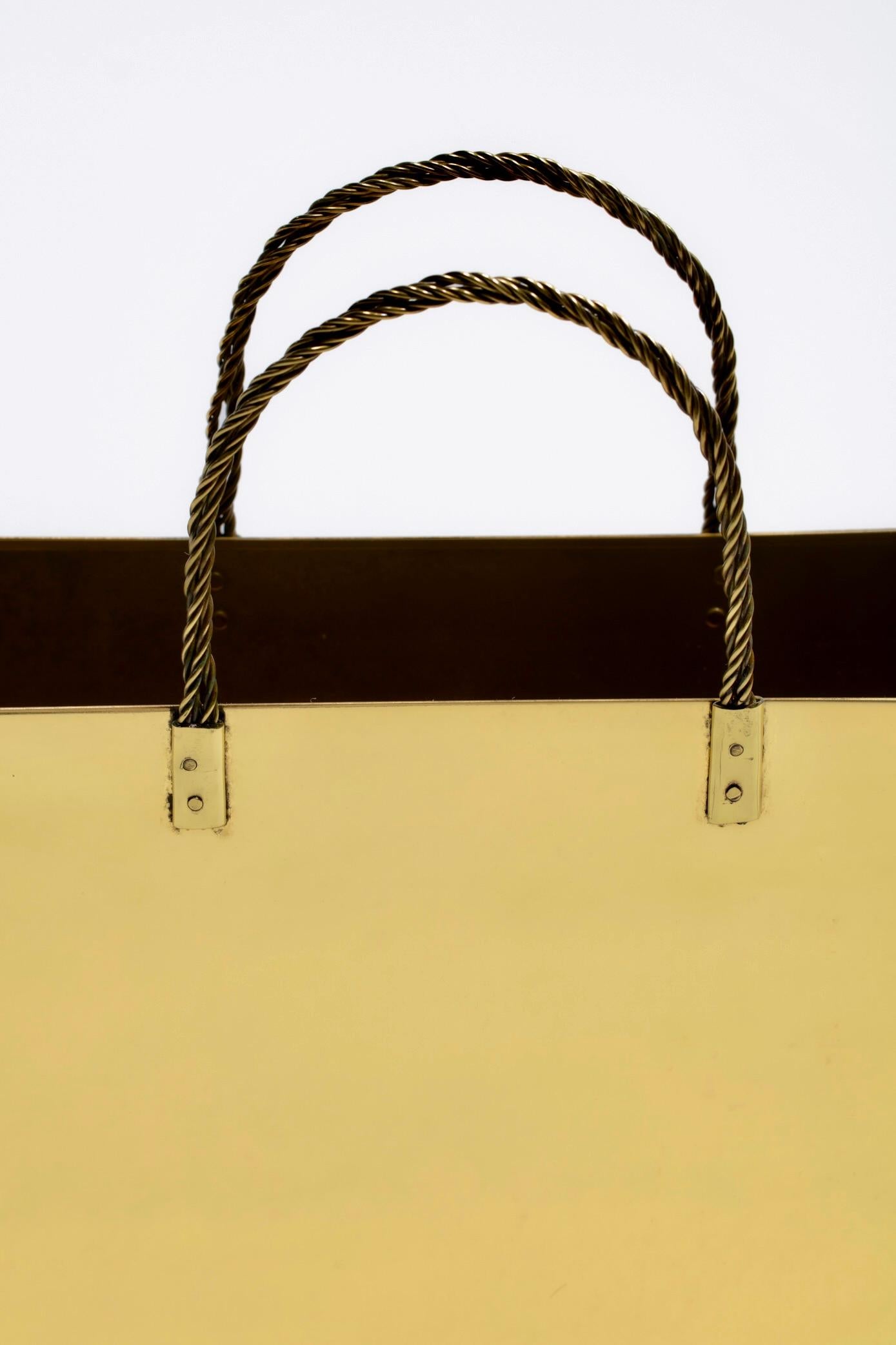 Italienische Messing-Einkaufstasche aus der Jahrhundertmitte in der Art von Gio Ponti um 1970 im Angebot 7