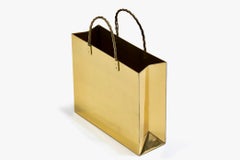 Italian Midcentury Brass Shopping Bag Tote in the Manner of Gio Ponti circa 1970