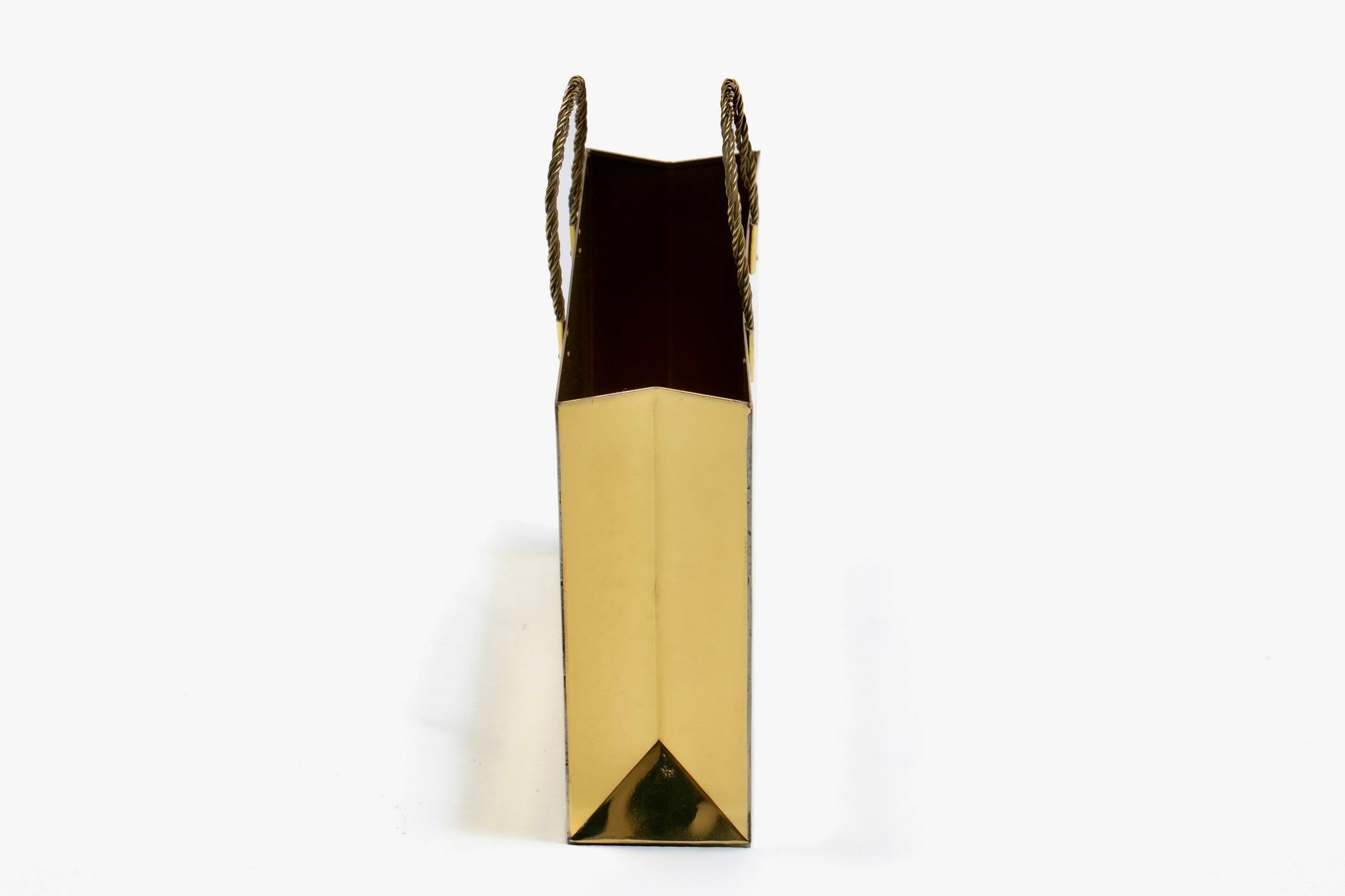 Italienische Messing-Einkaufstasche aus der Jahrhundertmitte in der Art von Gio Ponti um 1970 (Hollywood Regency) im Angebot