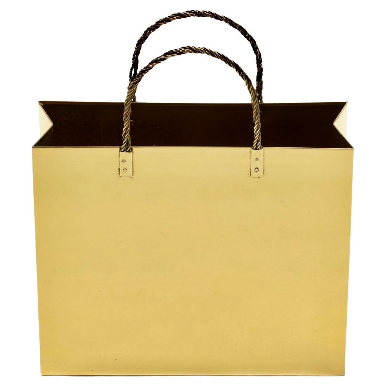 Italienische Messing-Einkaufstasche aus der Jahrhundertmitte in der Art von Gio Ponti um 1970 im Angebot