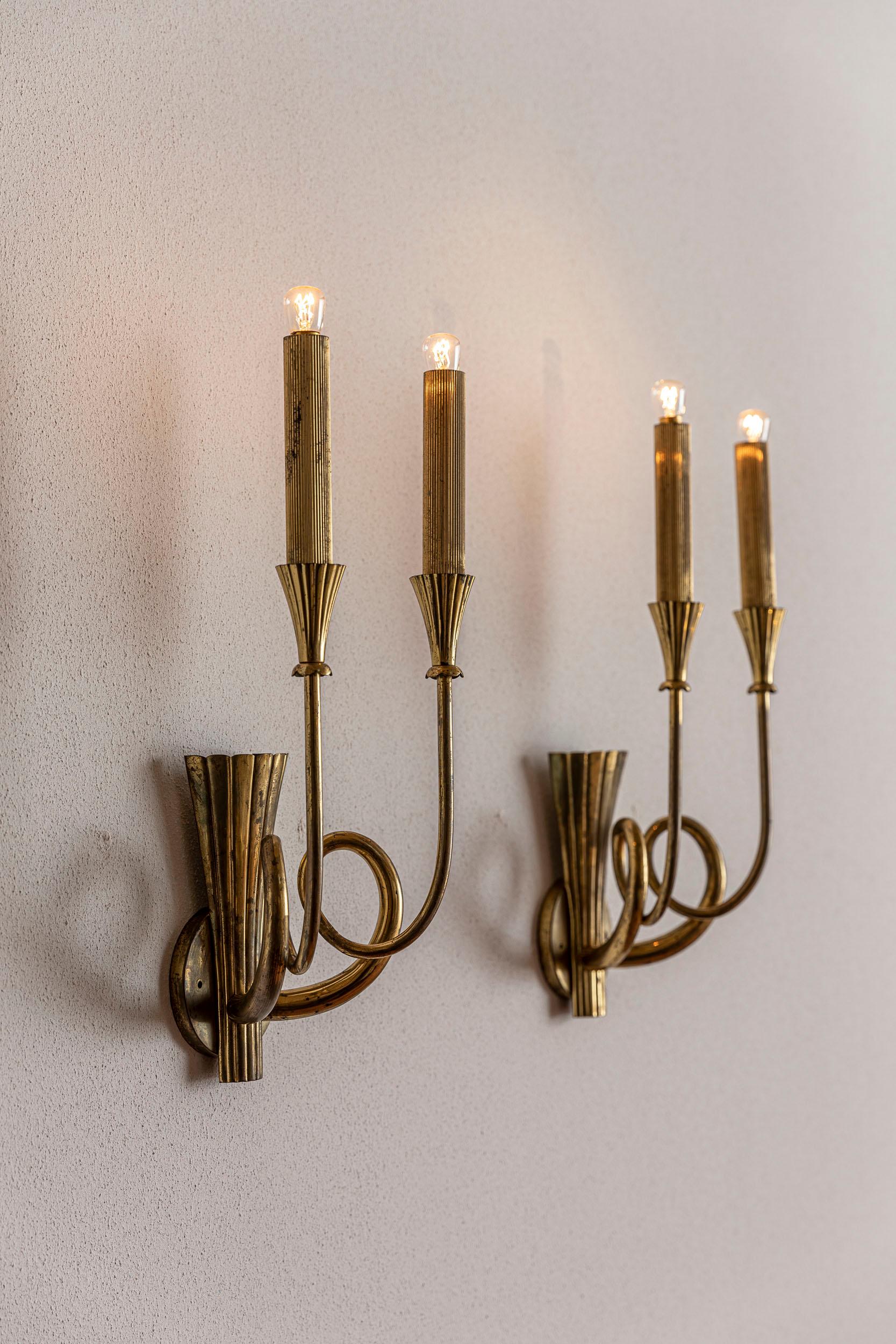 Italian Midcentury Brass Wall Lights 1