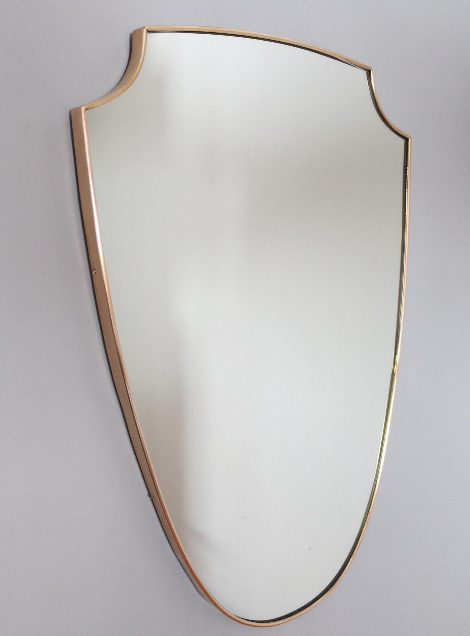 Beautiful Italian crystal glass mirror with shiny full brass frame in elegant 