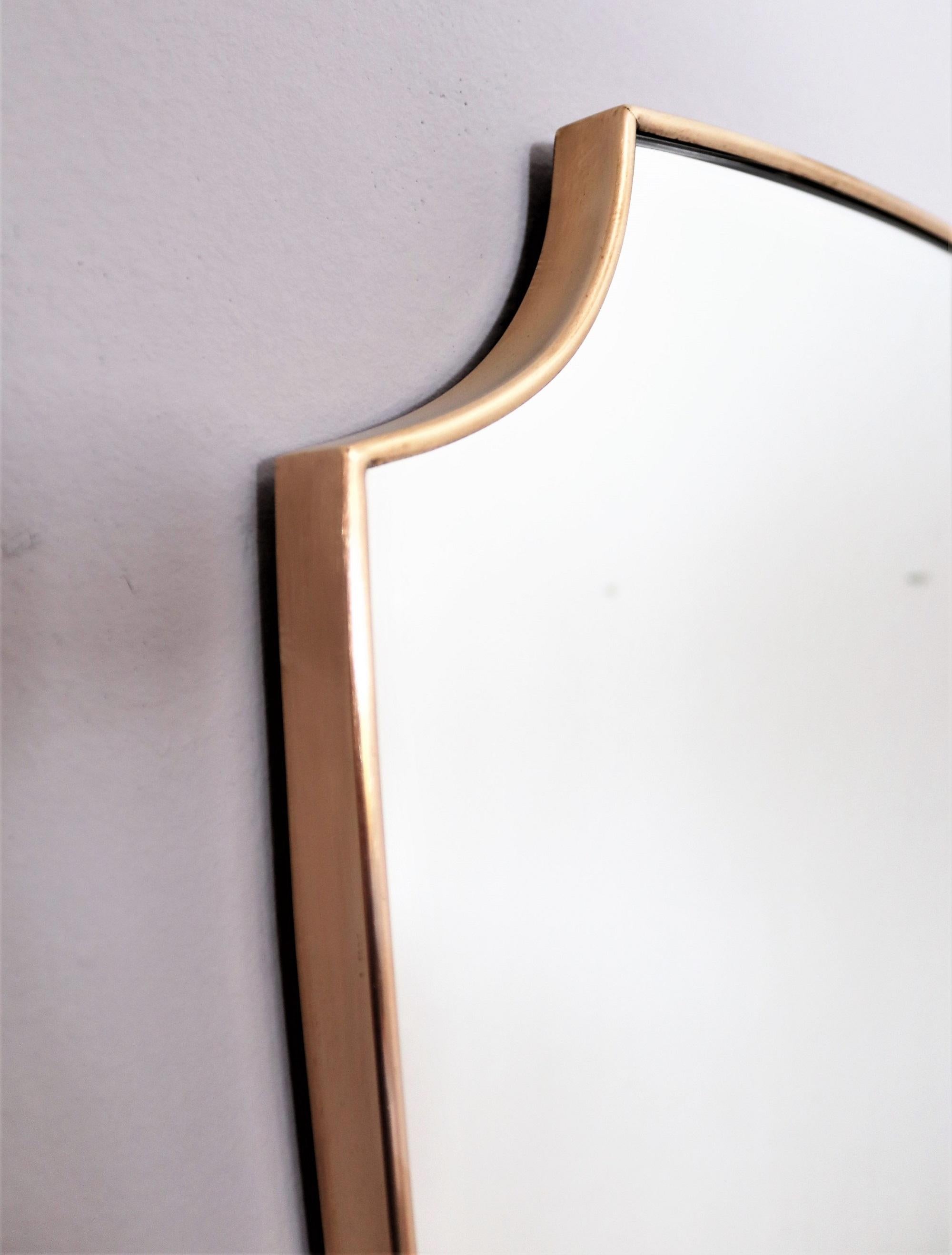 Italian Midcentury Brass Wall Mirror, 1950s 1