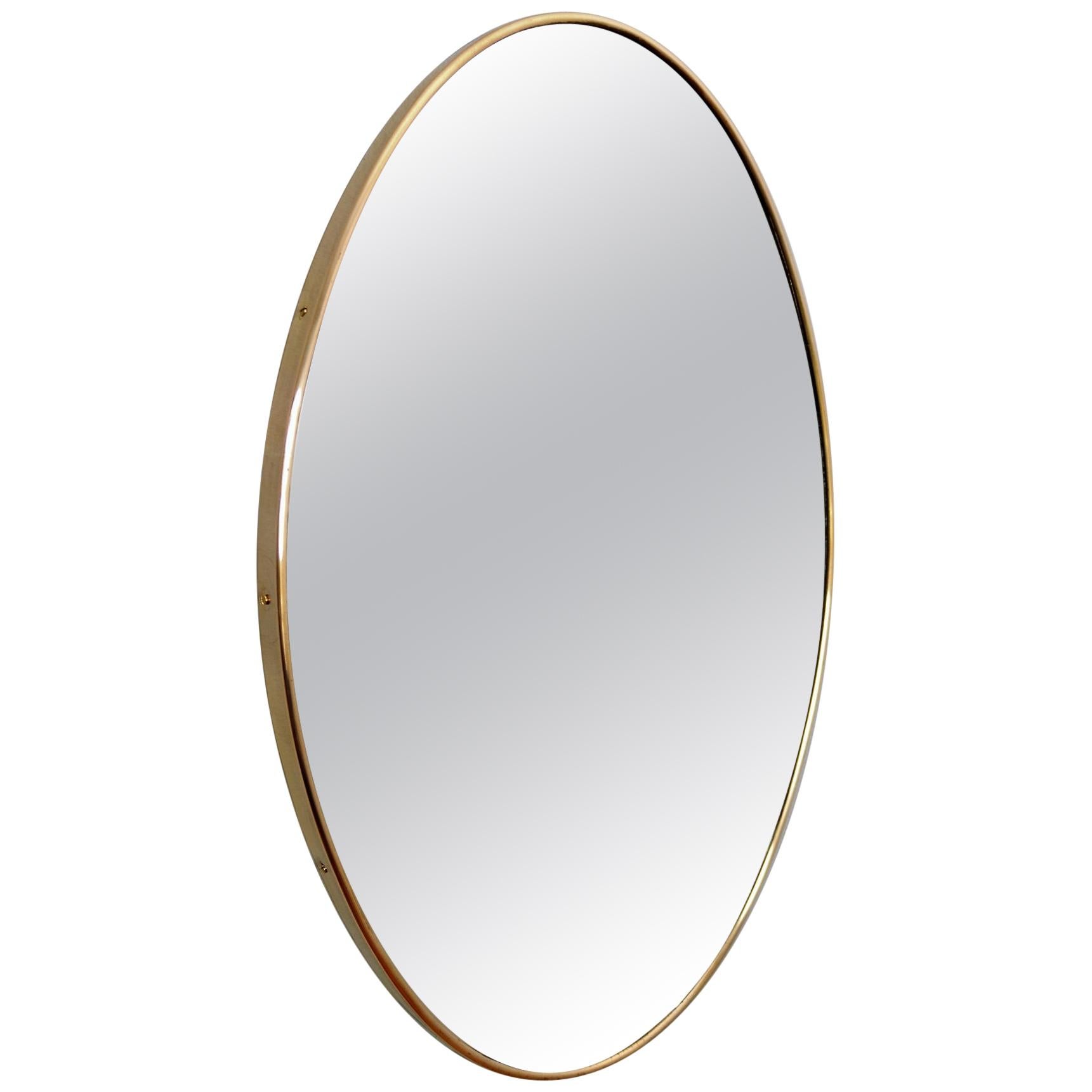 Italian Midcentury Brass Wall Mirror, 1950s