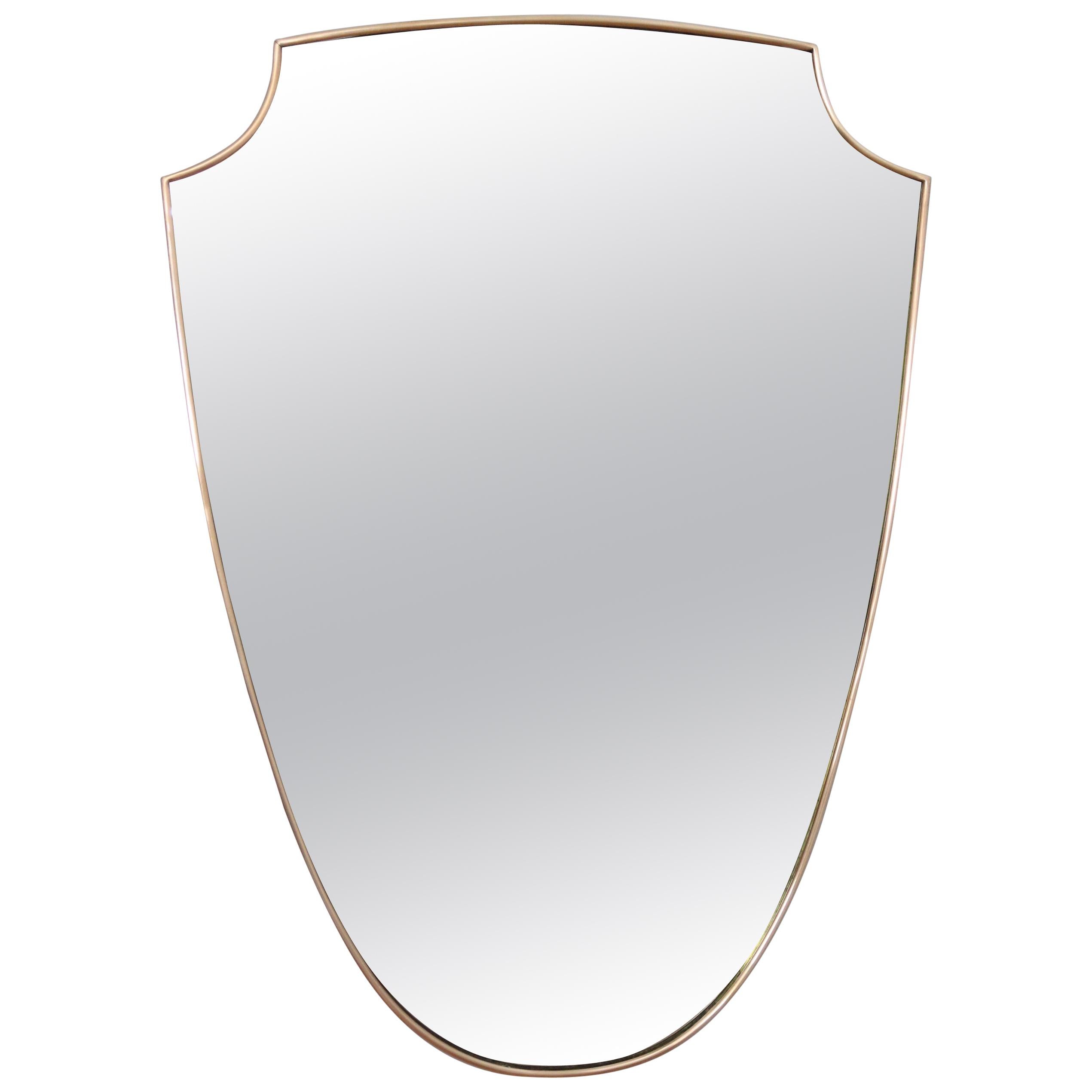 Italian Midcentury Brass Wall Mirror, 1950s