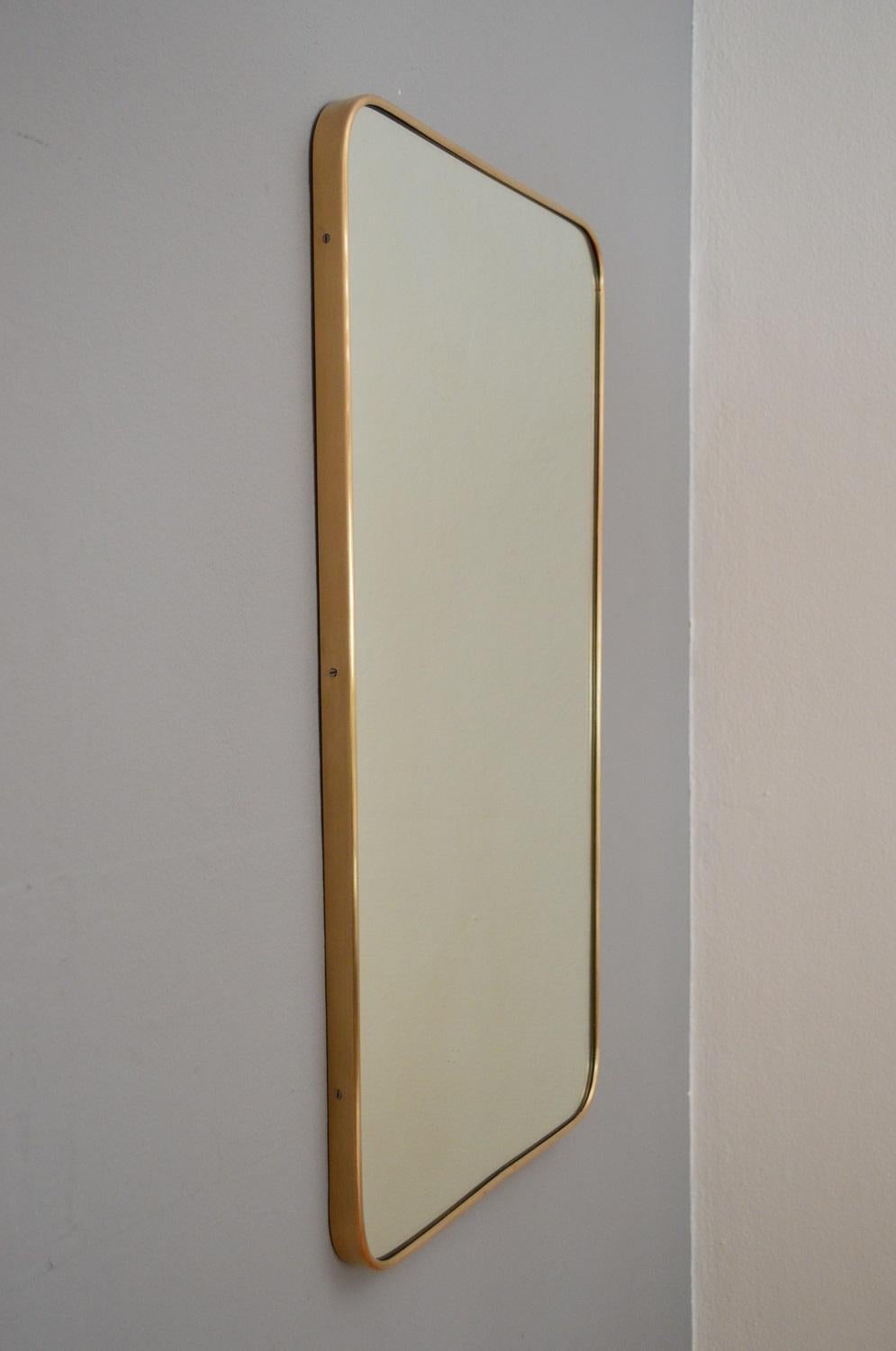 Mid-Century Modern Italian Midcentury Brass Wall Mirror by Santambrogio De Berti, 1950s