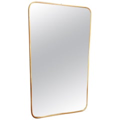 Italian Midcentury Brass Wall Mirror by Santambrogio De Berti, 1950s