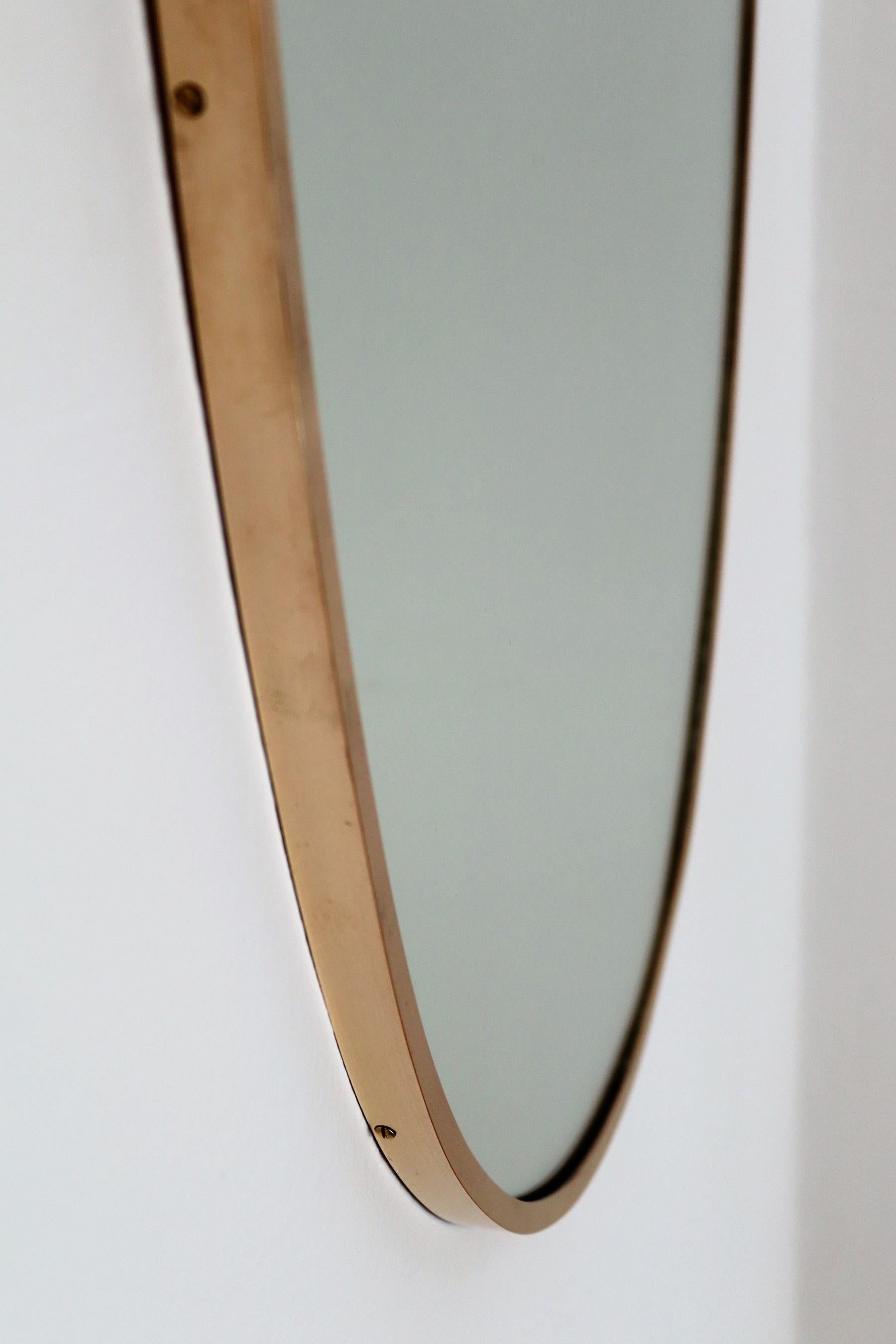 Italian Midcentury Shield Wall Mirror with Brass Frame, 1950s 5