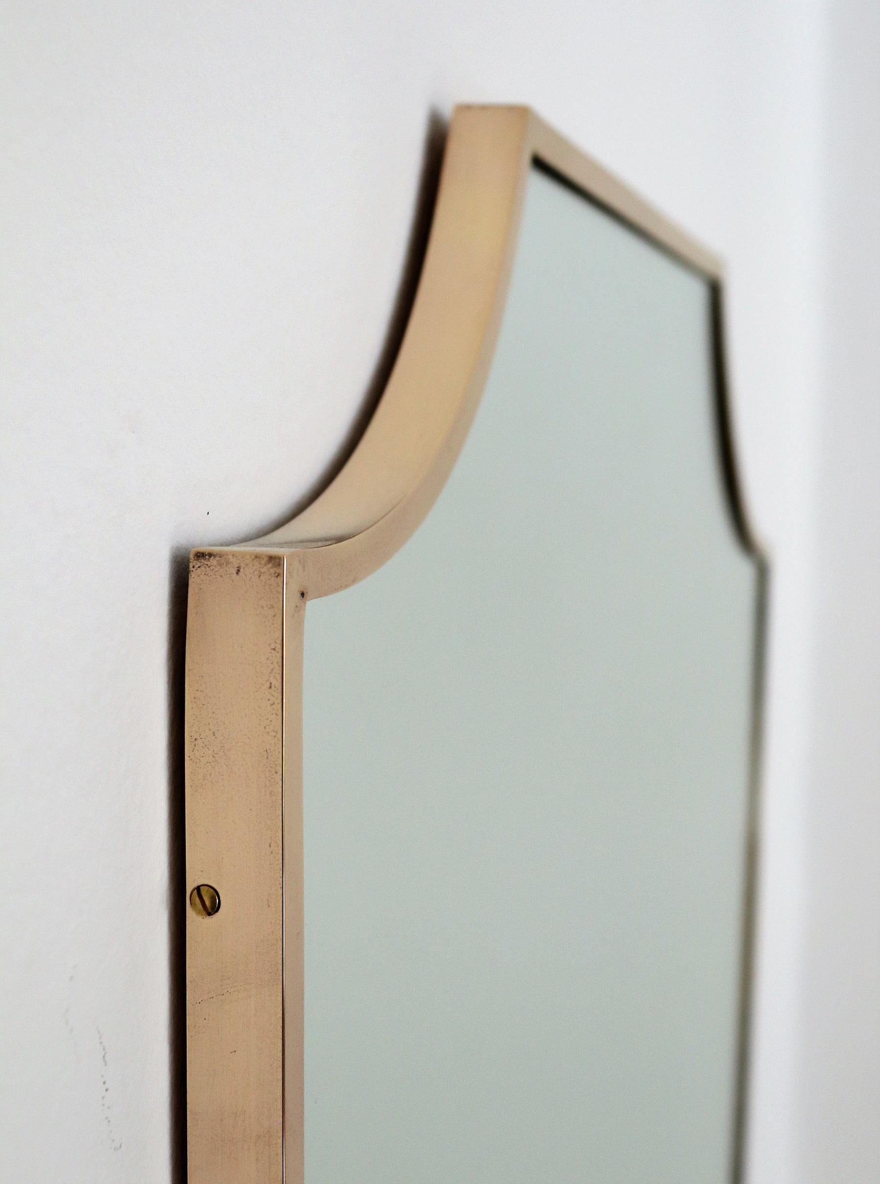 Italian Midcentury Shield Wall Mirror with Brass Frame, 1950s 7