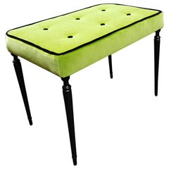 Italian Midcentury Bright Acid Green Velvet and Black Lacquered Legs