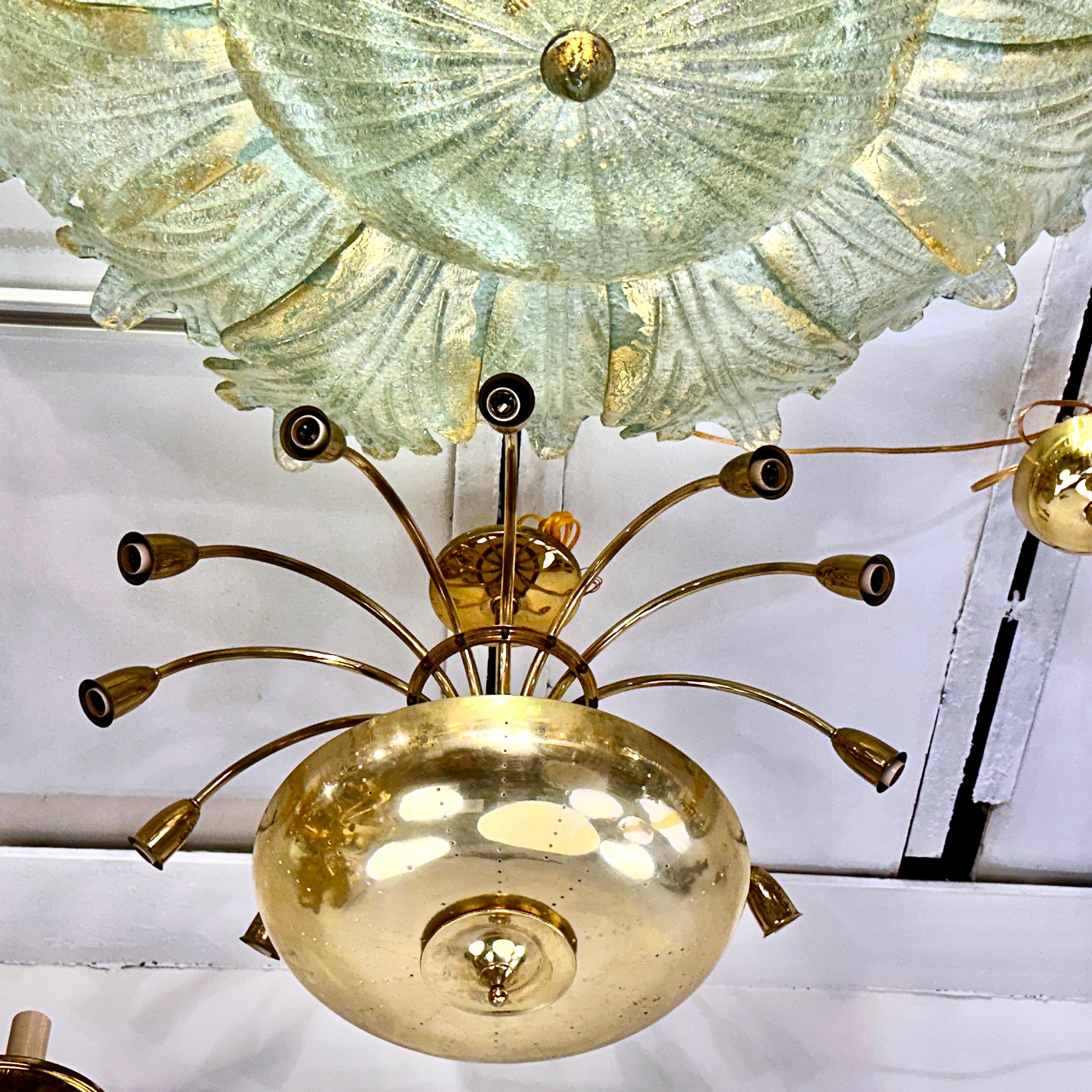 Italian Midcentury Bronze Chandelier In Good Condition For Sale In New York, NY