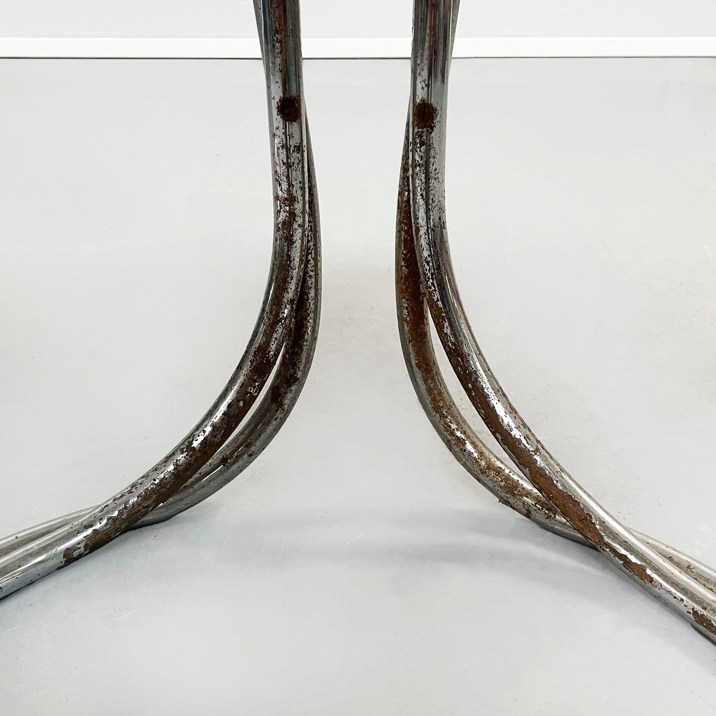 Italian MidCentury Brown Leather Steel Chairs by Tatlin Nikol International 1950 For Sale 11