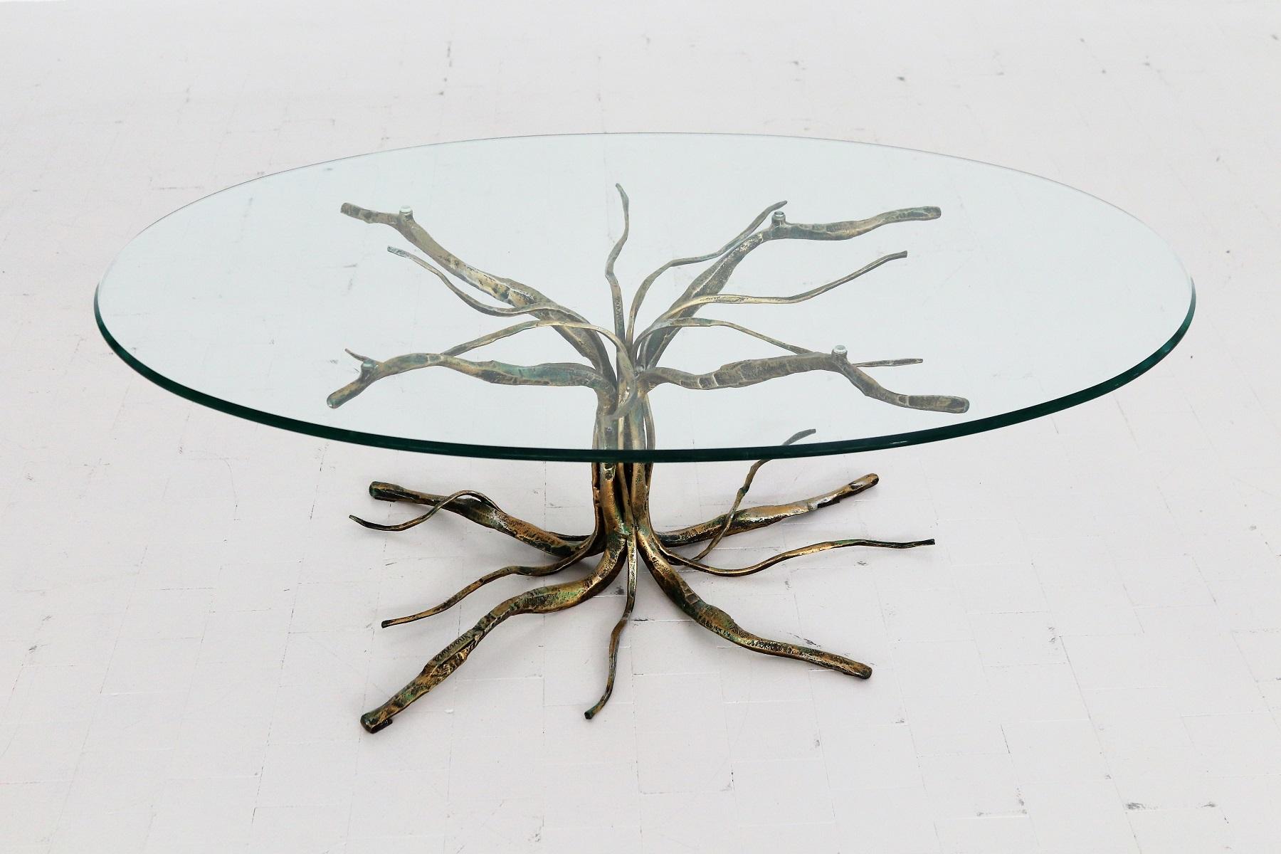 Crystal Italian Brutalist Coffee Table in Tree Shape by Salvino Marsura 1960s For Sale