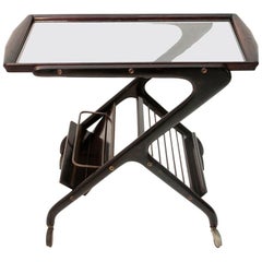 Italian Midcentury Cart with Glass Top, 1950s