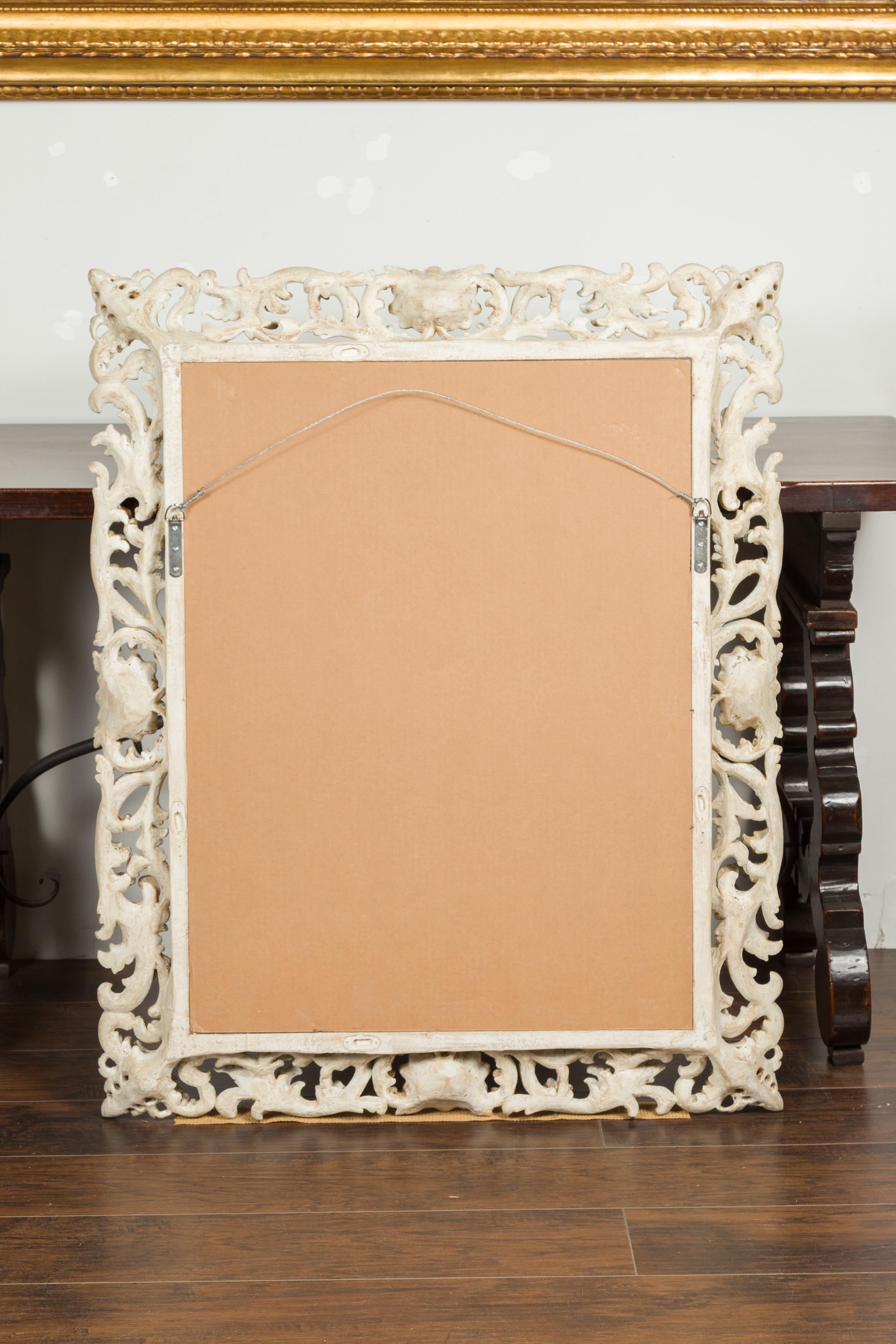 Italian Midcentury Carved Mirror with Scrolling Acanthus Leaves and Shell Motifs 10