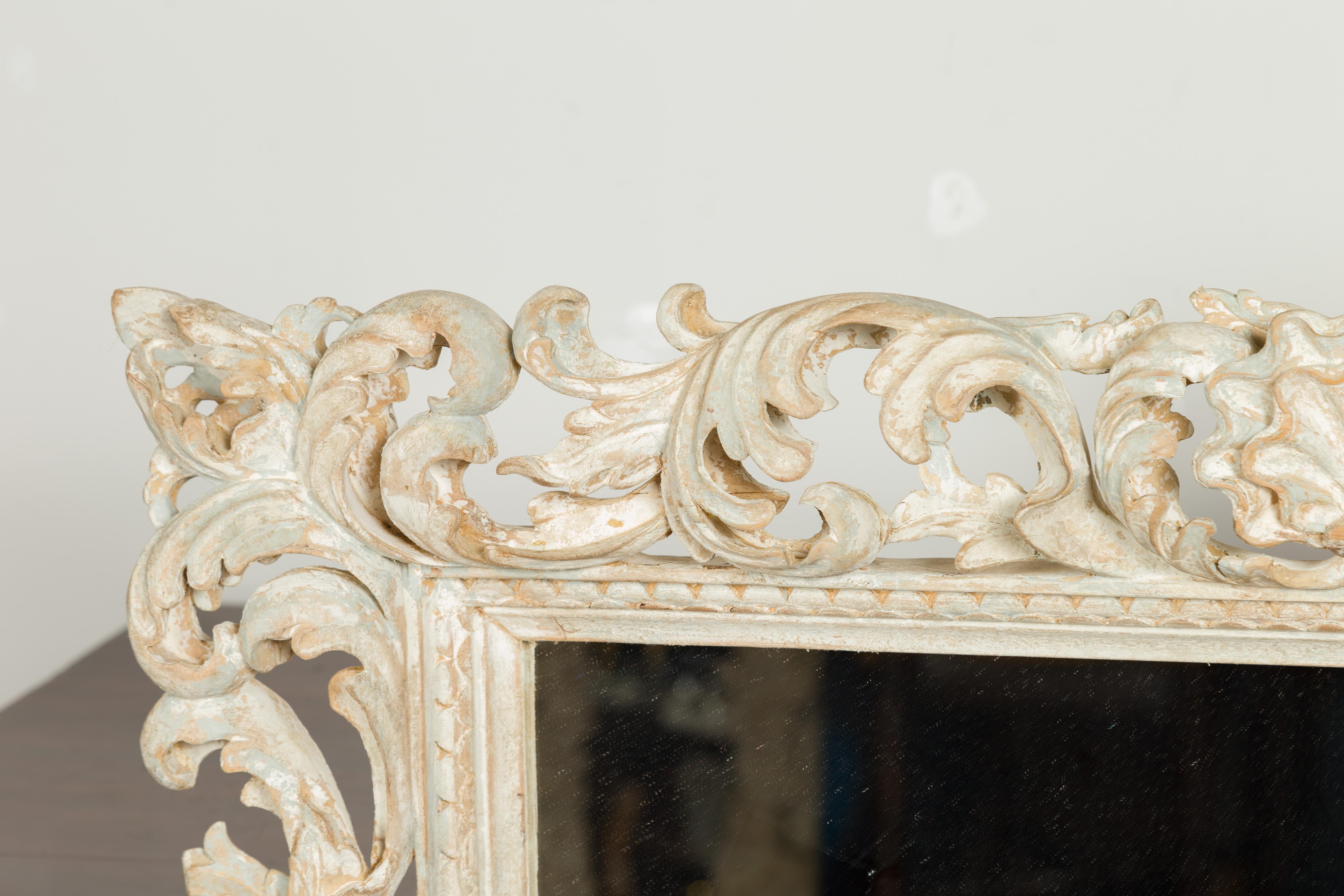 Italian Midcentury Carved Mirror with Scrolling Acanthus Leaves and Shell Motifs 2