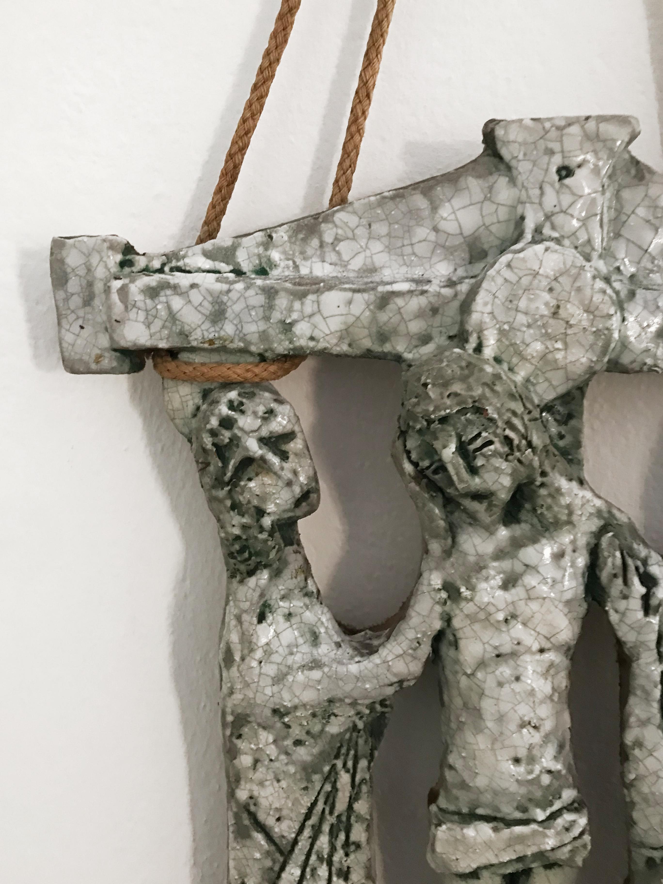 Mid-Century Modern Sculpture italienne du milieu du siècle en céramique représentant la déposition du Christ, années 1950 en vente