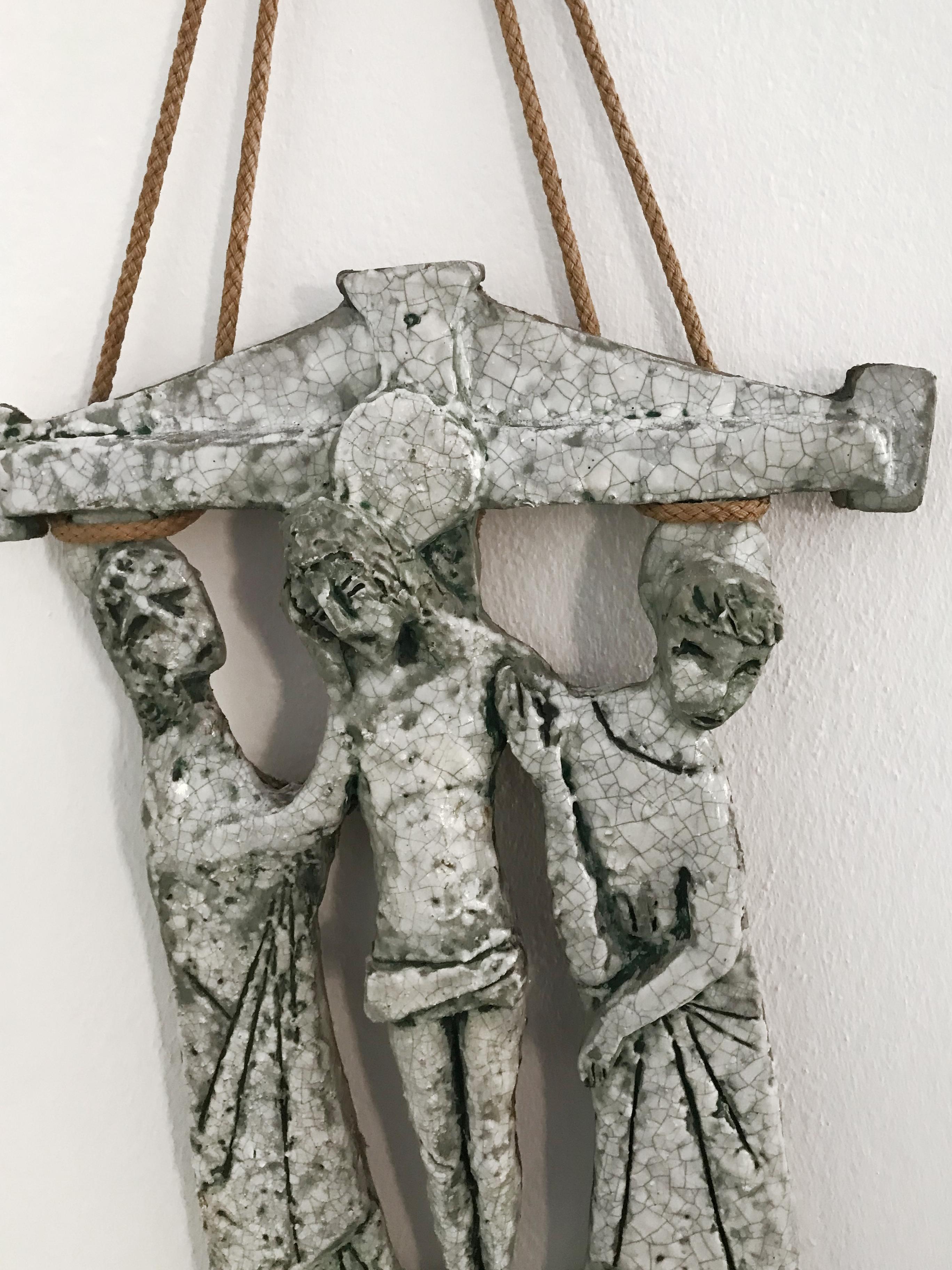 Sculpture italienne du milieu du siècle en céramique représentant la déposition du Christ, années 1950 Bon état - En vente à Reggio Emilia, IT