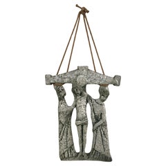 Scultura italiana di metà secolo in ceramica Deposizione di Cristo 1950