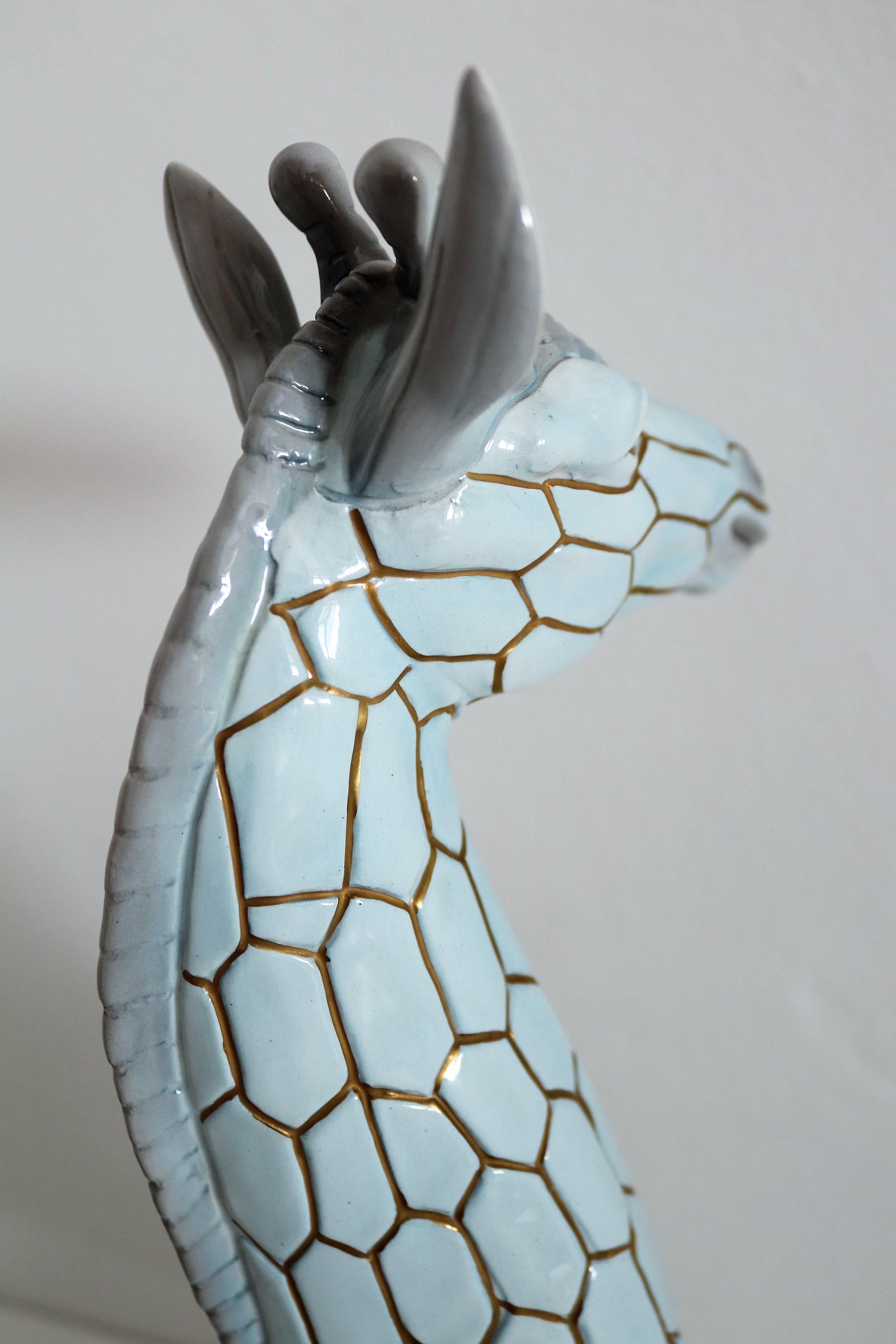 Italian Midcentury Ceramic Giraffe by Giovanni Ronzan, Turin 1950s, Set of Two 4