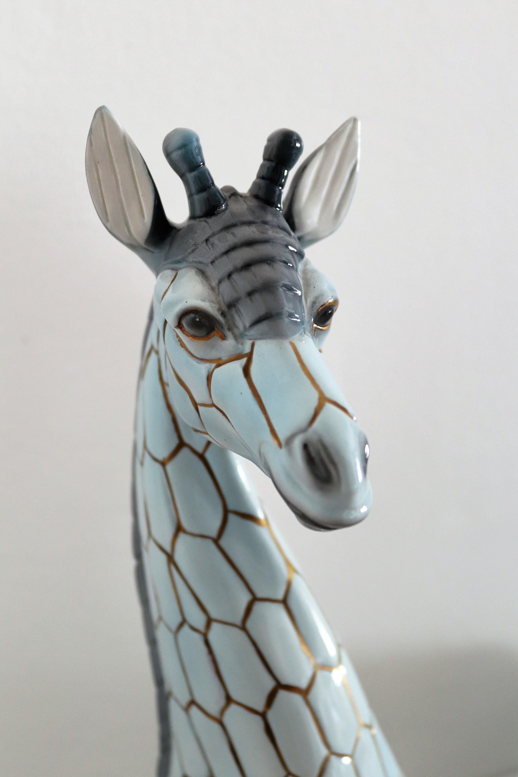 Italian Midcentury Ceramic Giraffe by Giovanni Ronzan, Turin 1950s, Set of Two 5