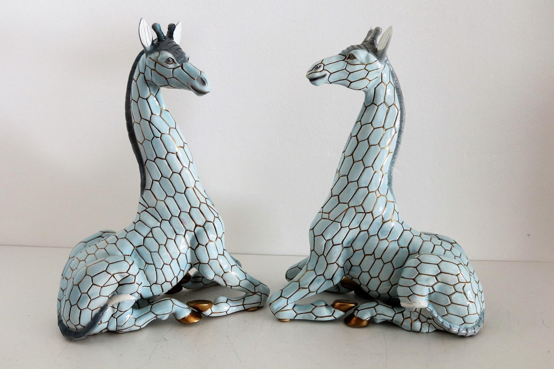 Italian Midcentury Ceramic Giraffe by Giovanni Ronzan, Turin 1950s, Set of Two 7