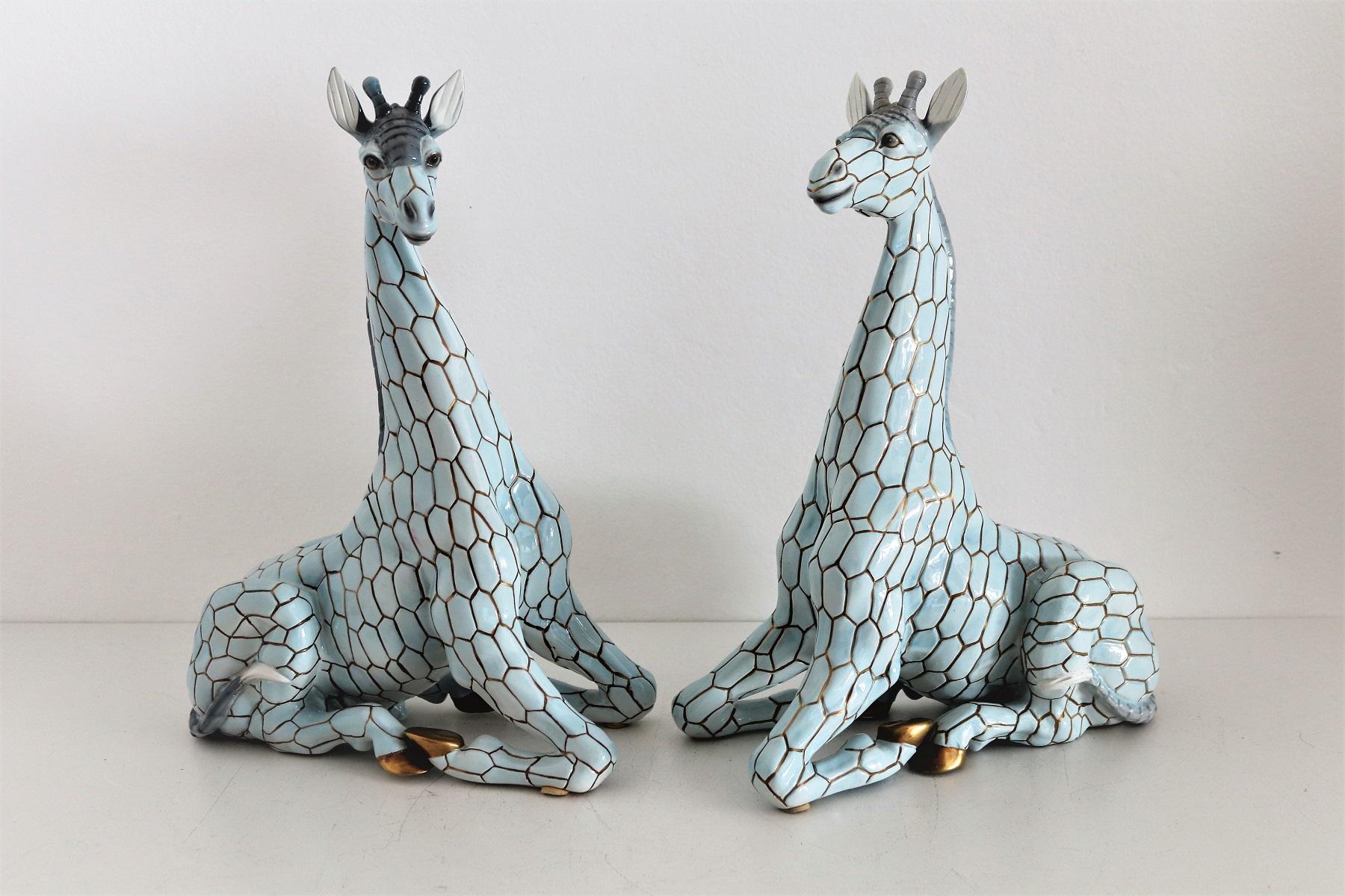 Italian Midcentury Ceramic Giraffe by Giovanni Ronzan, Turin 1950s, Set of Two 8