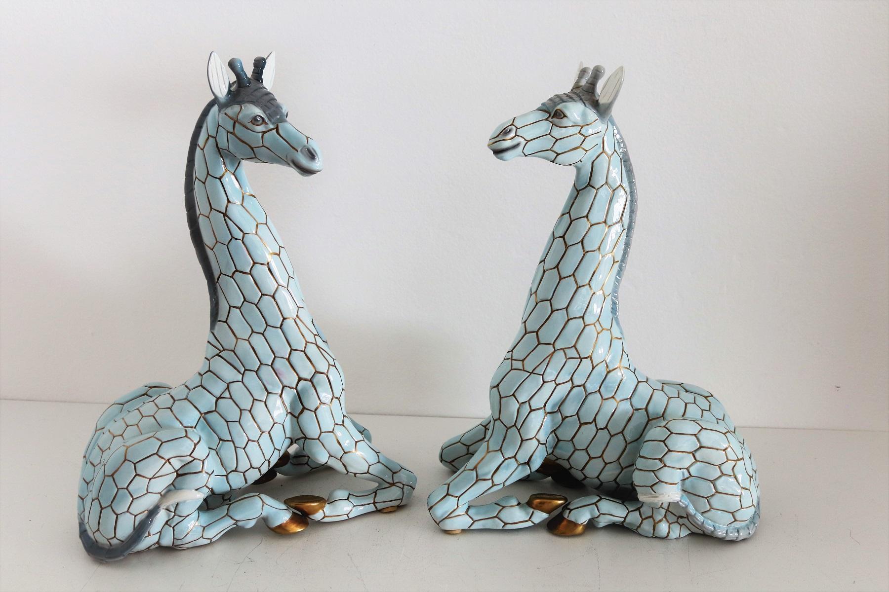 Italian Midcentury Ceramic Giraffe by Giovanni Ronzan, Turin 1950s, Set of Two 9