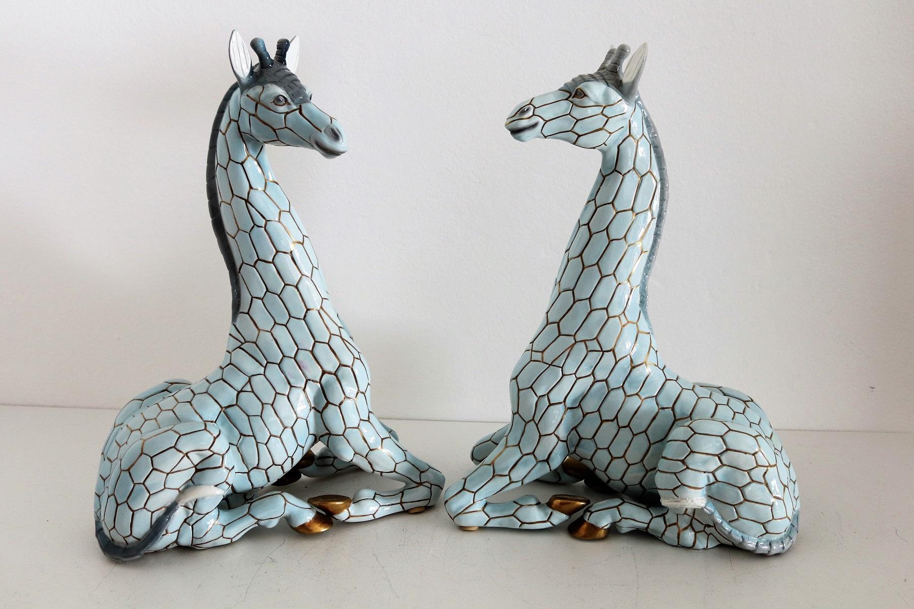 Italian Midcentury Ceramic Giraffe by Giovanni Ronzan, Turin 1950s, Set of Two 12