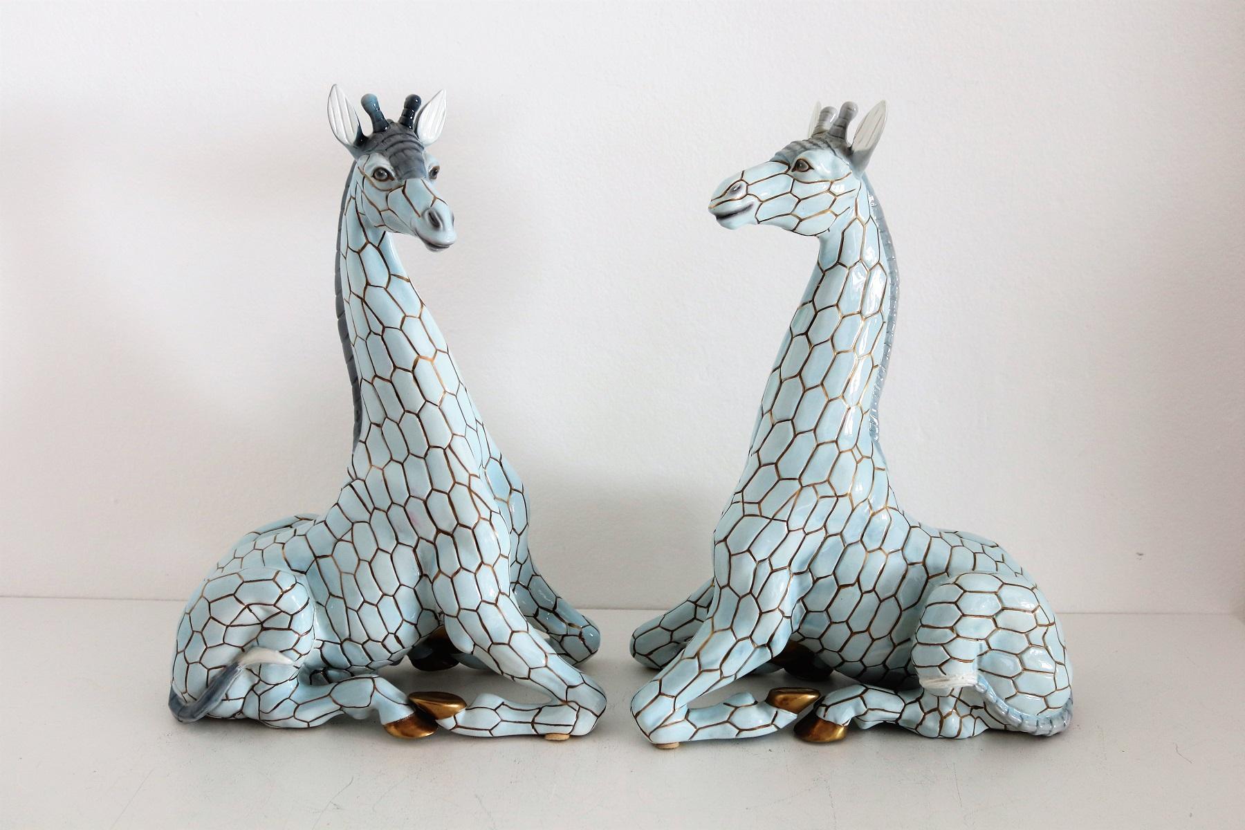 Mid-Century Modern Italian Midcentury Ceramic Giraffe by Giovanni Ronzan, Turin 1950s, Set of Two