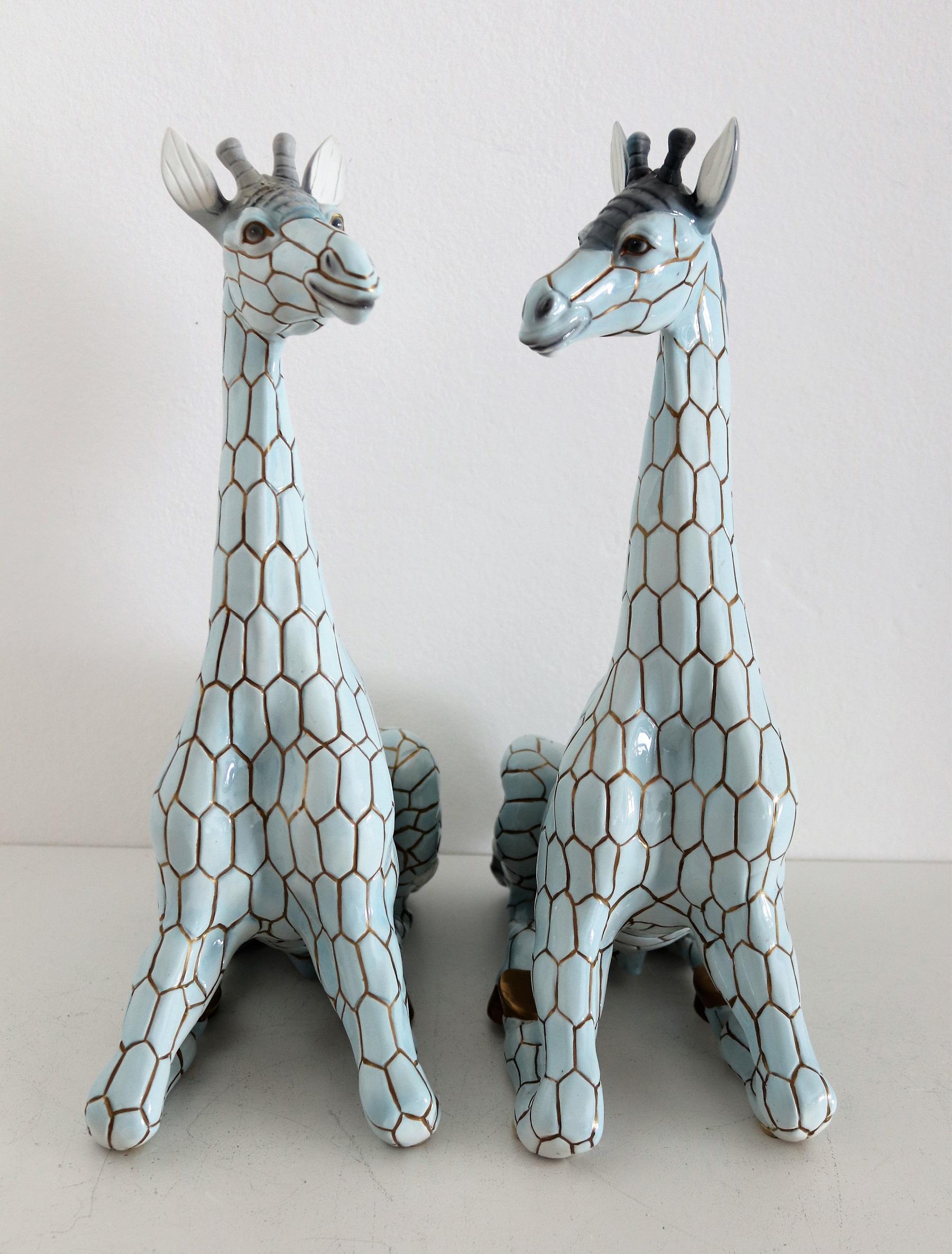 Italian Midcentury Ceramic Giraffe by Giovanni Ronzan, Turin 1950s, Set of Two In Good Condition In Morazzone, Varese