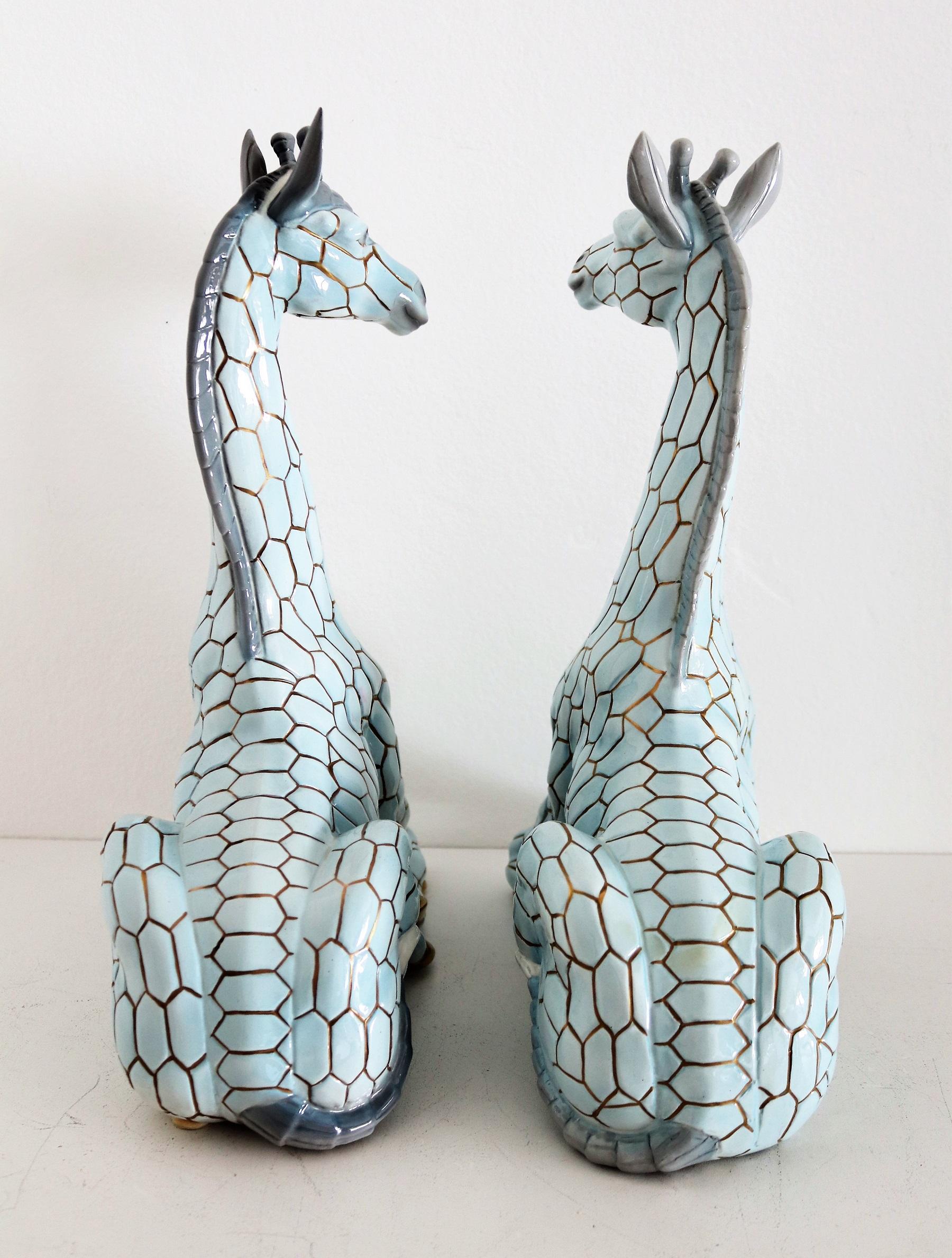 Mid-20th Century Italian Midcentury Ceramic Giraffe by Giovanni Ronzan, Turin 1950s, Set of Two