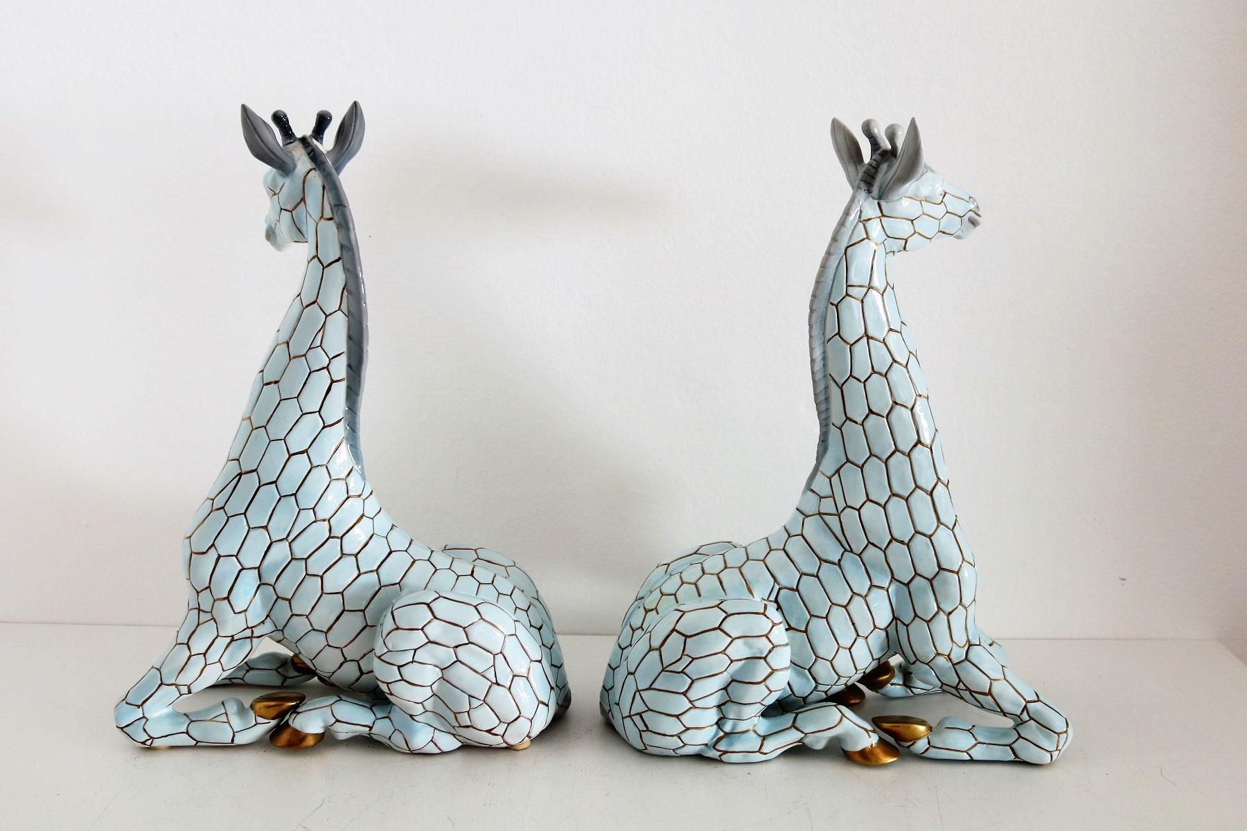 Italian Midcentury Ceramic Giraffe by Giovanni Ronzan, Turin 1950s, Set of Two 1