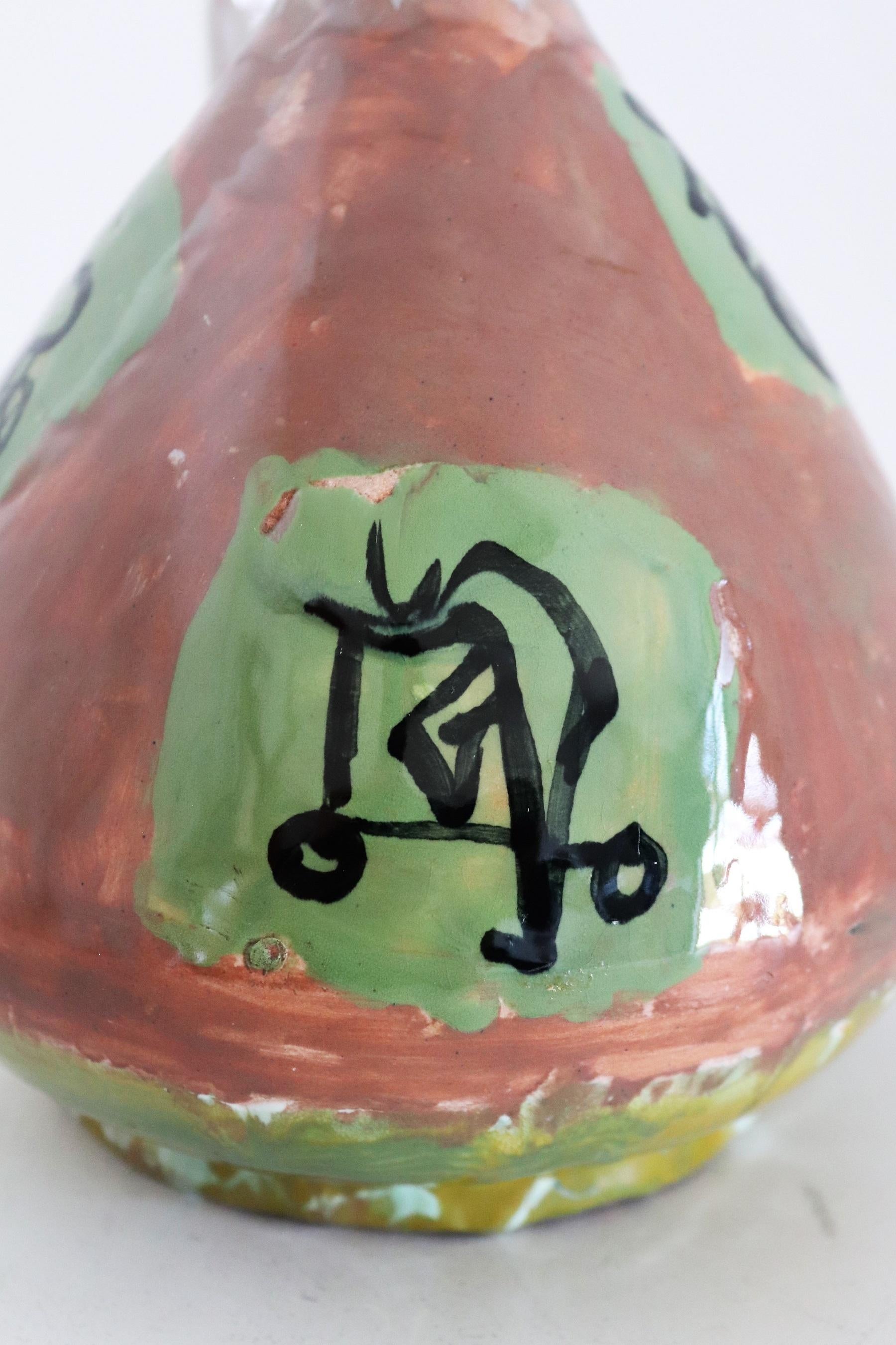 Hand-Painted Italian Midcentury Ceramic Modernist Collectors Vase by Art Rumi Orobico, 1950s For Sale