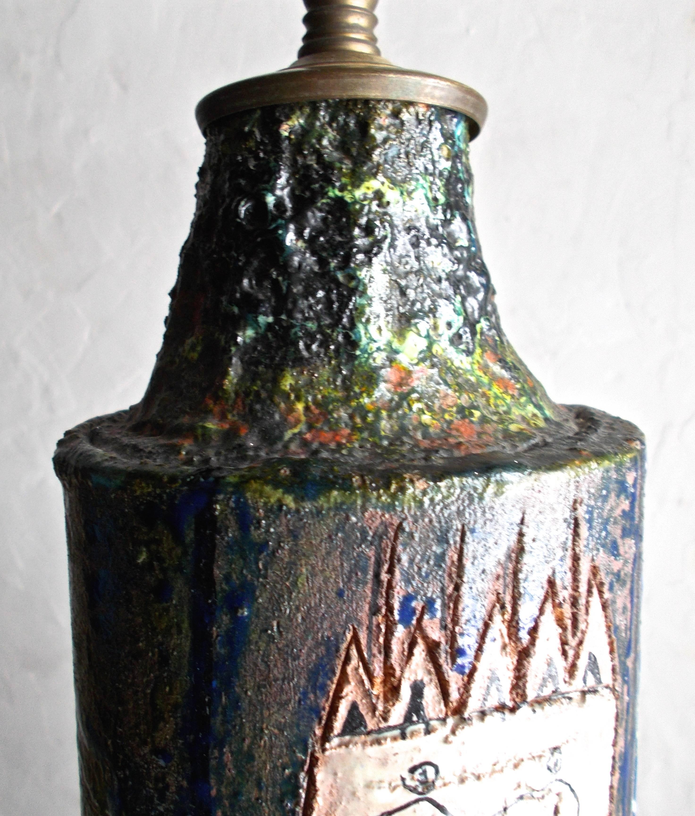 Hand-Crafted Italian Midcentury Ceramic of Venice Table Lamp Attributed to Marcello Fantoni For Sale