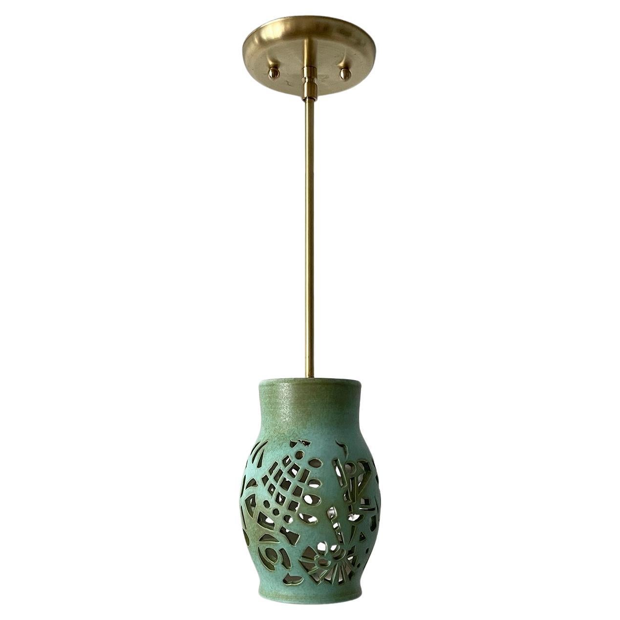 Lampada a sospensione in ceramica italiana del Medioevo (ricablata compatibile con gli Stati Uniti)