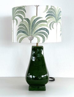 Italian Midcentury Ceramic Table Lamp in Green by Zaccagnini Florence, 1970