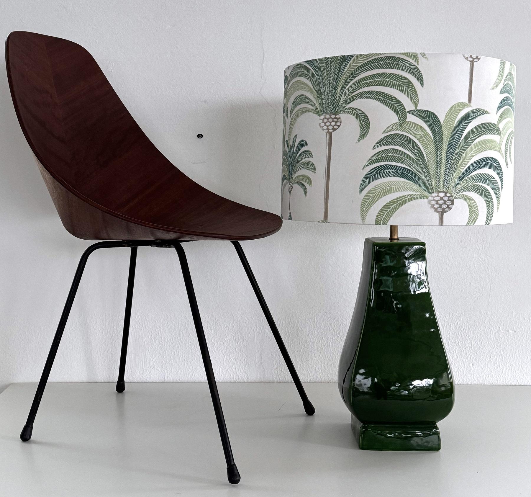 Céramique Lampe de table italienne du milieu du siècle en céramique verte par Zaccagnini Florence, 1970 en vente