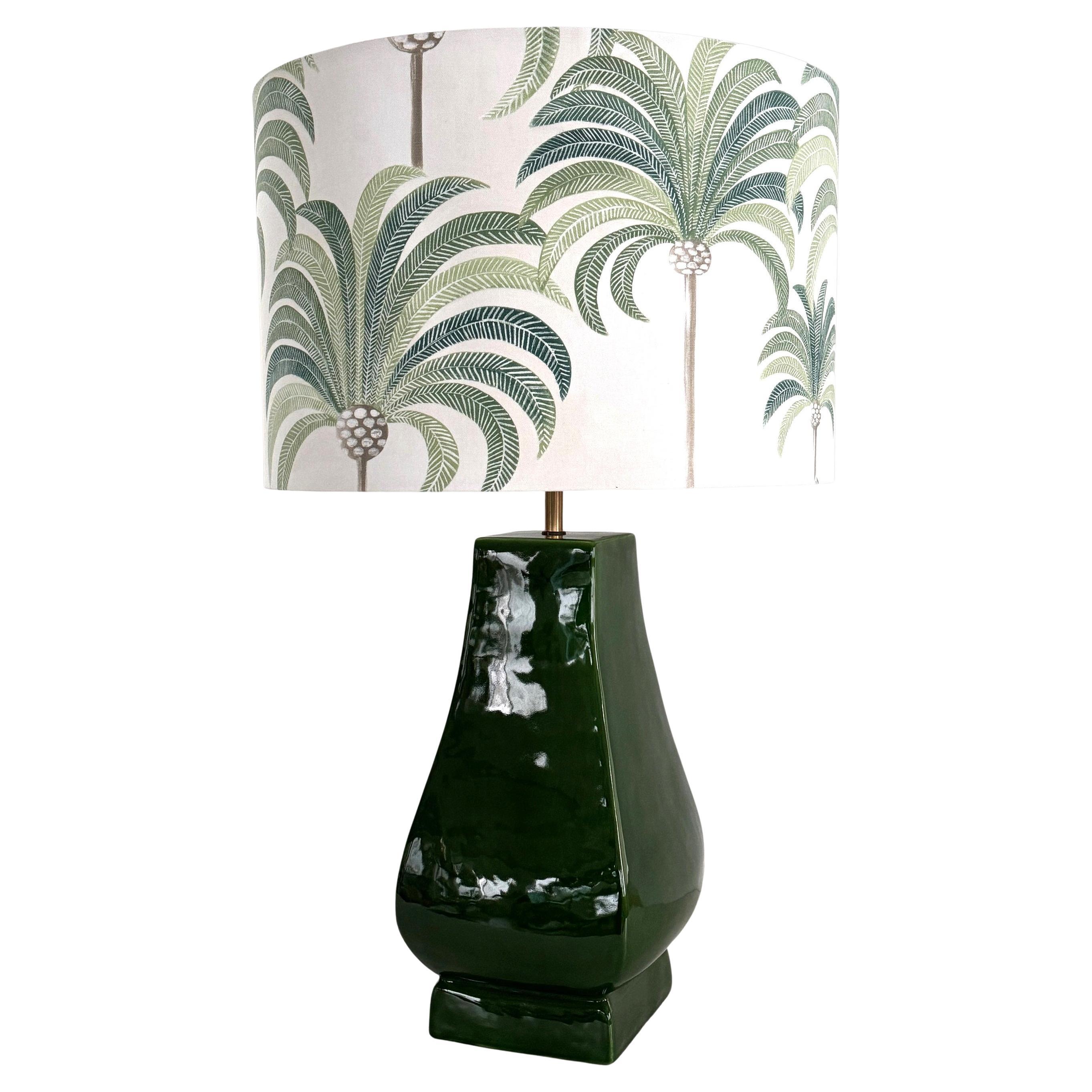 Lampe de table italienne du milieu du siècle en céramique verte par Zaccagnini Florence, 1970