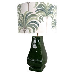 Lampe de table italienne du milieu du siècle en céramique verte par Zaccagnini Florence, 1970