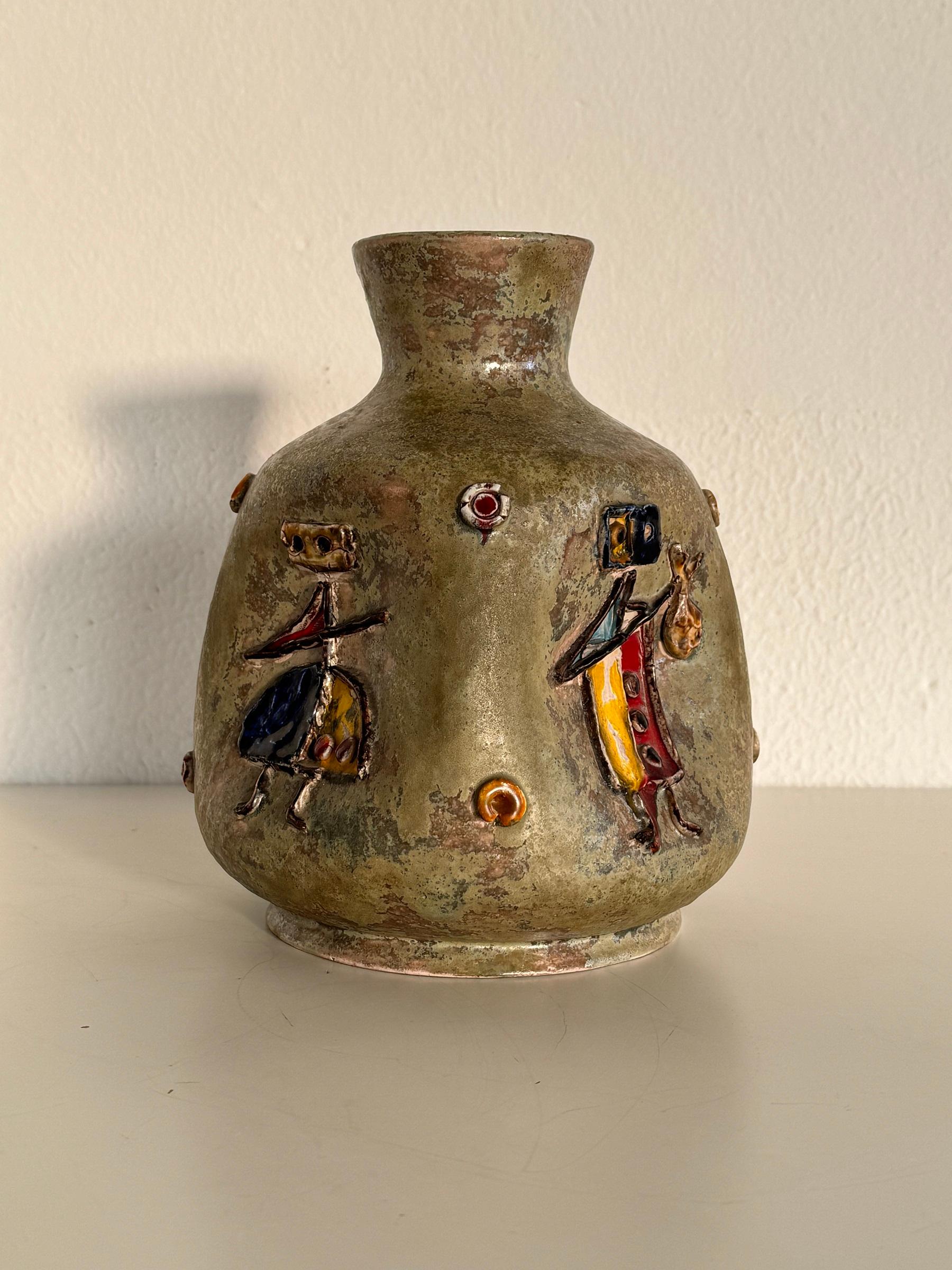 Vaso in ceramica italiano del Medioevo di Umberto Zannoni, Faenza, anni '50 in vendita 2