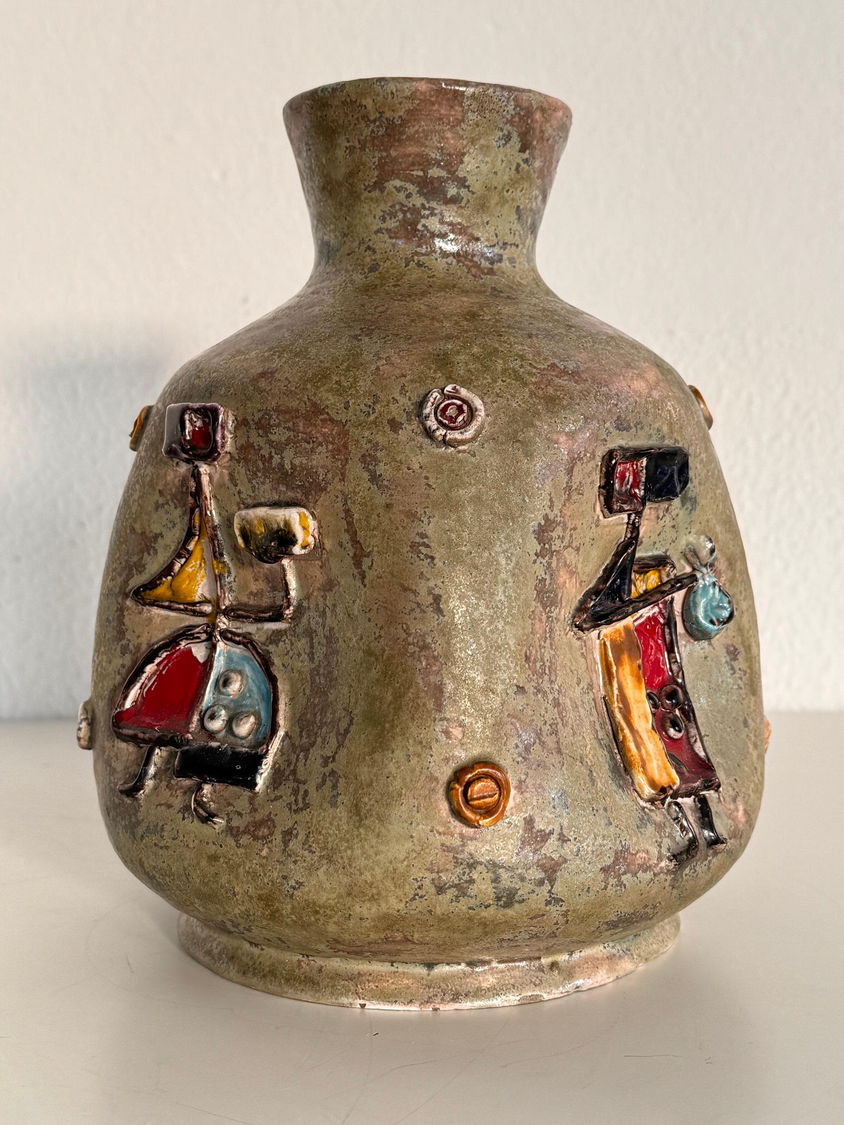 Vaso in ceramica italiano del Medioevo di Umberto Zannoni, Faenza, anni '50 In condizioni buone in vendita a Morazzone, Varese